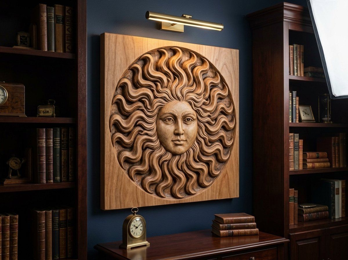 Celestial Sun Face Wavy Flaming Rays CNC Relief STL bas-relief STL — view 13