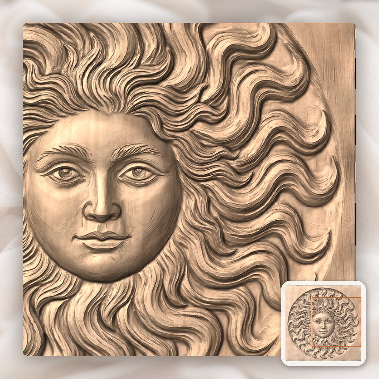 Celestial Sun Face Wavy Flaming Rays CNC Relief STL bas-relief STL — view 9