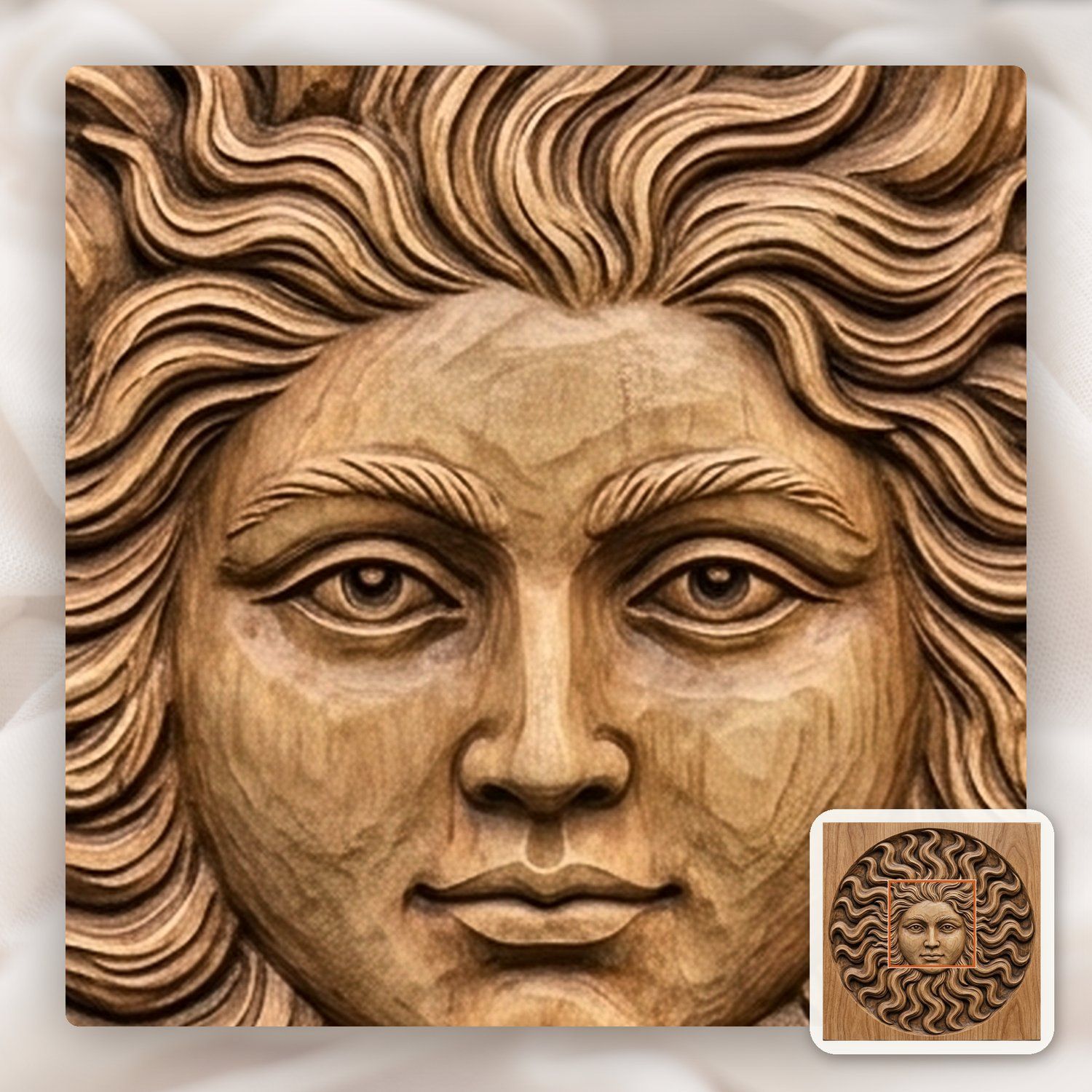 Celestial Sun Face Wavy Flaming Rays CNC Relief STL bas-relief STL — view 10