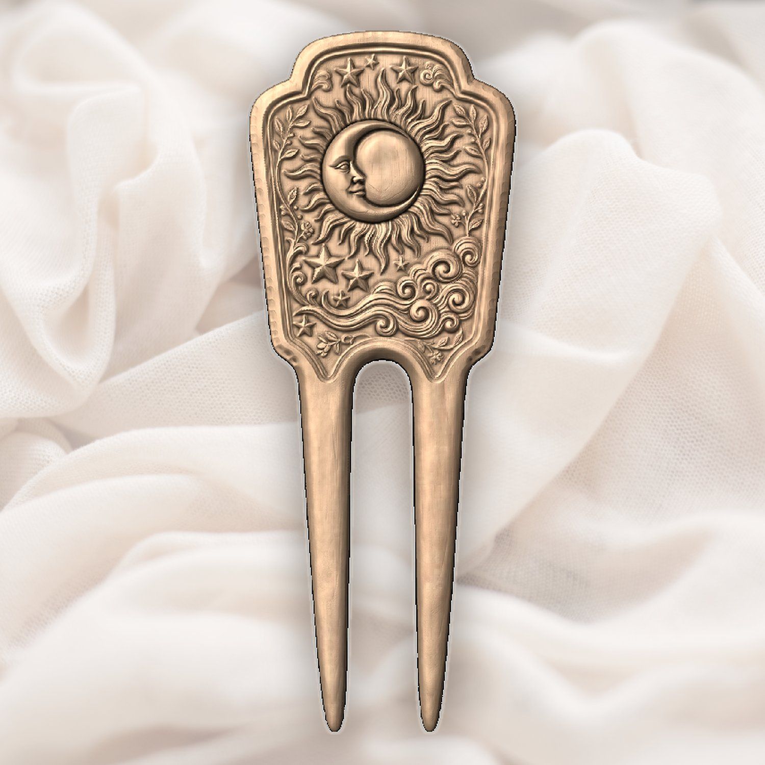 Celestial Sun Moon Hair Fork CNC Relief STL bas-relief STL — view 5
