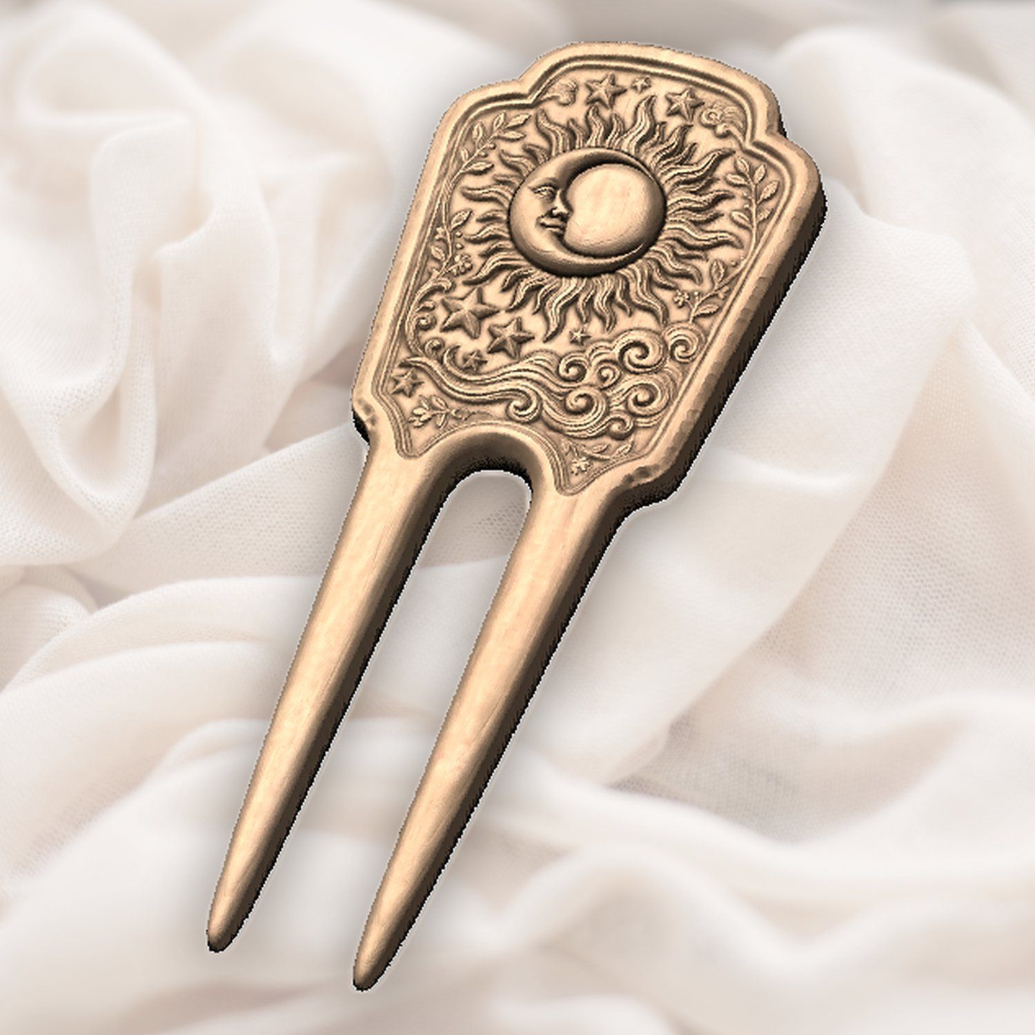 Celestial Sun Moon Hair Fork CNC Relief STL bas-relief STL — view 6
