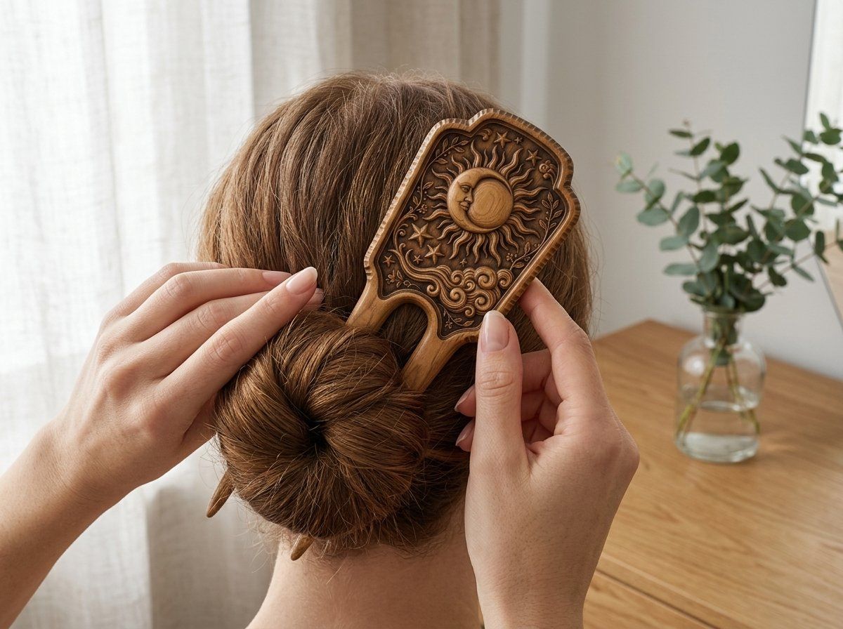 Celestial Sun Moon Hair Fork CNC Relief STL bas-relief STL design