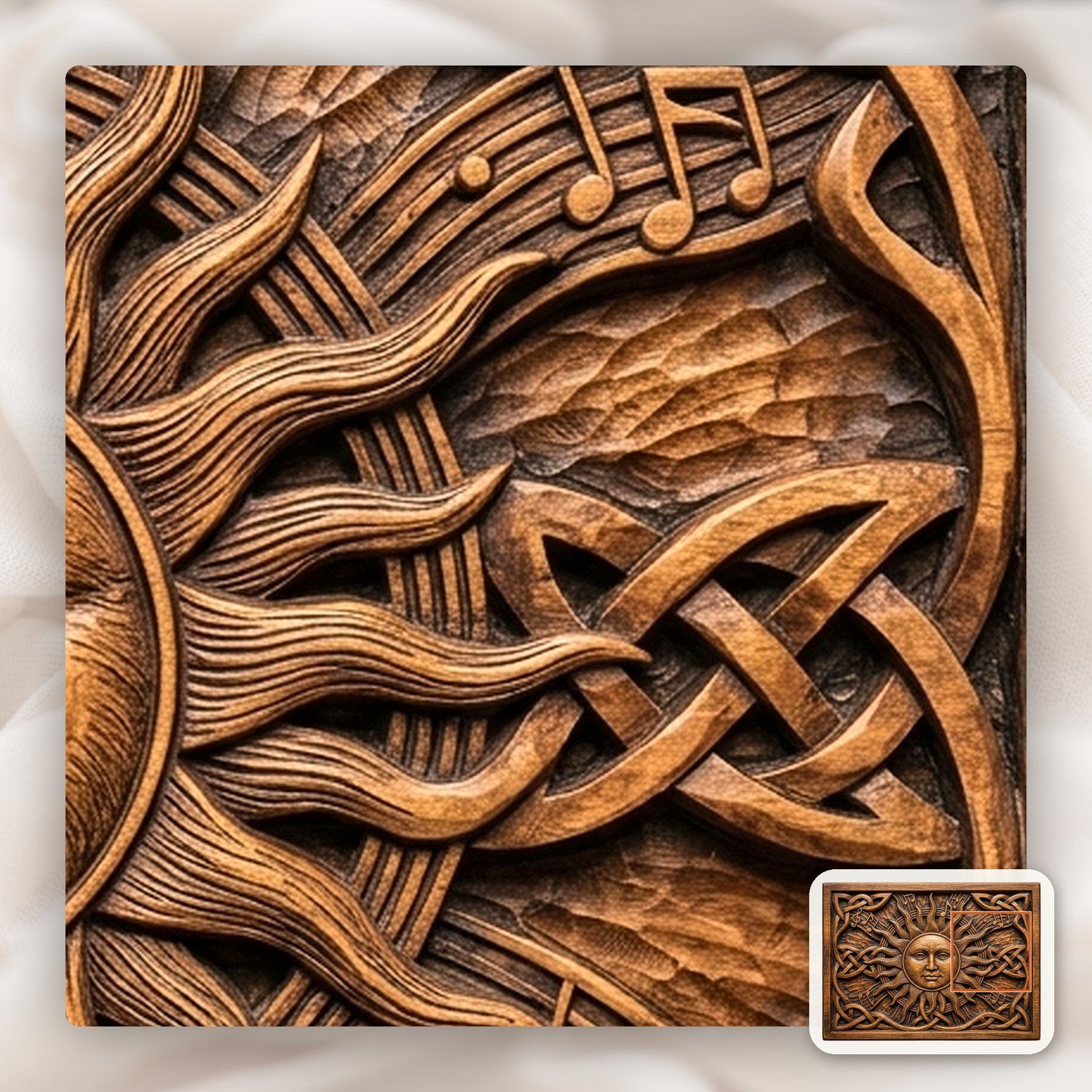 Celestial Sun Music Note Celtic Knotwork CNC Relief STL bas-relief STL — view 12