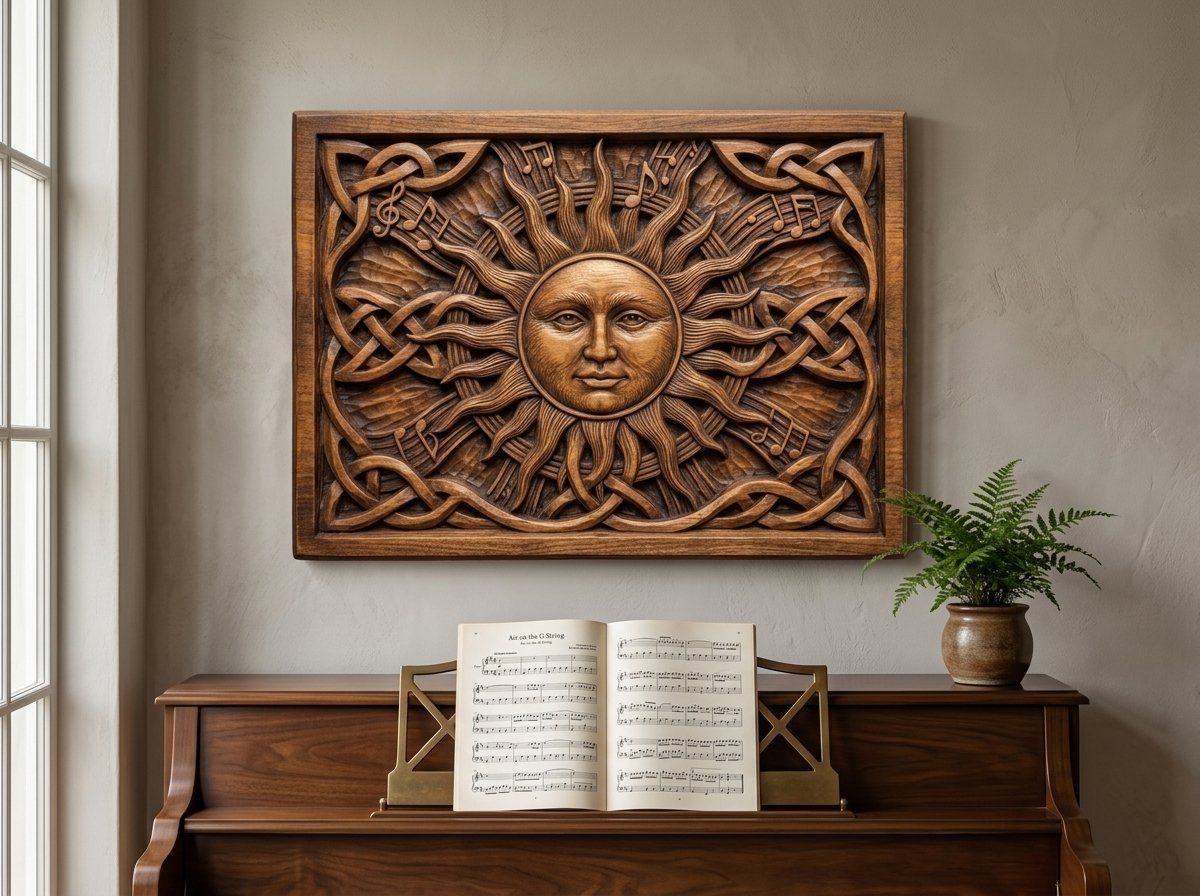 Celestial Sun Music Note Celtic Knotwork CNC Relief STL bas-relief STL — view 13