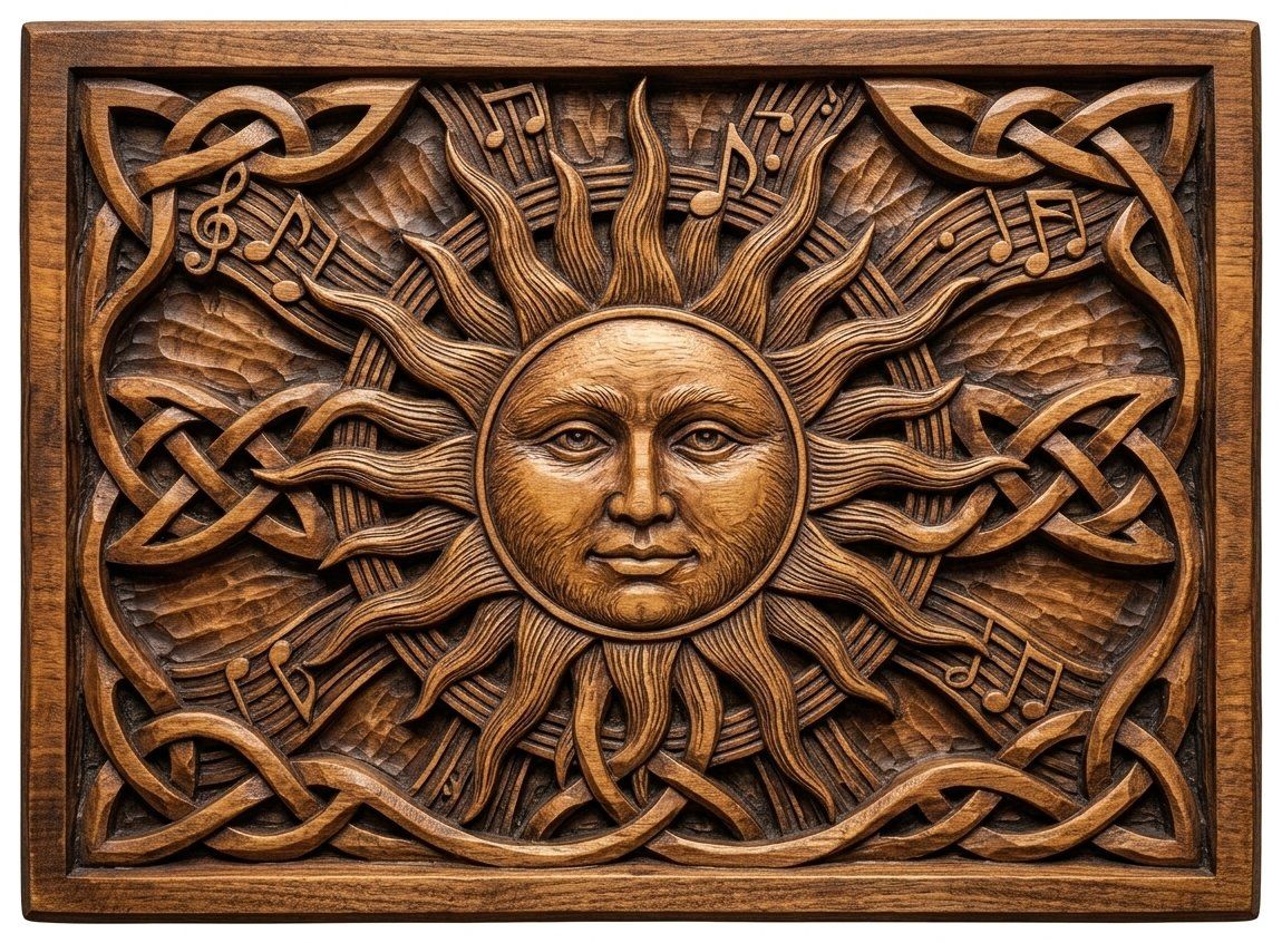 Celestial Sun Music Note Celtic Knotwork CNC Relief STL bas-relief STL — view 4