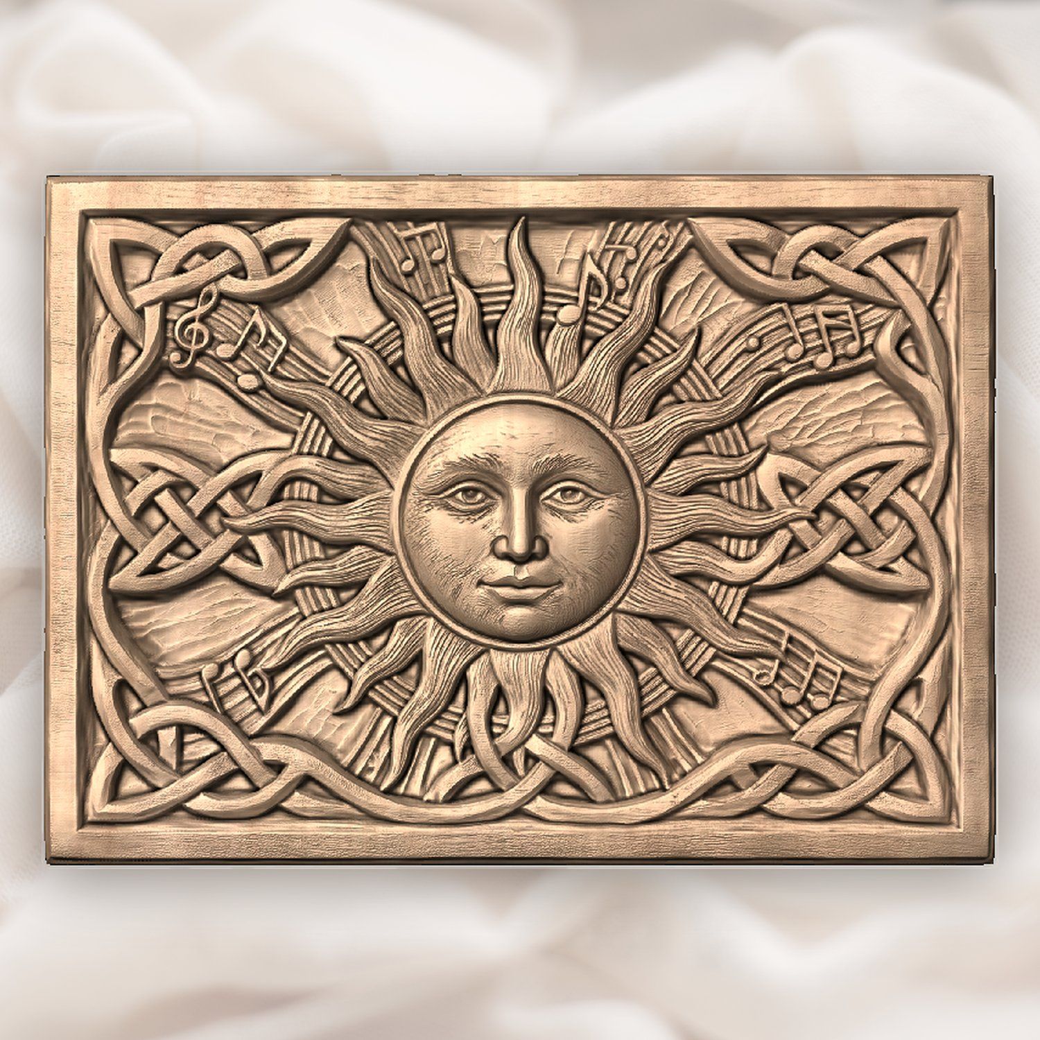 Celestial Sun Music Note Celtic Knotwork CNC Relief STL bas-relief STL — view 5