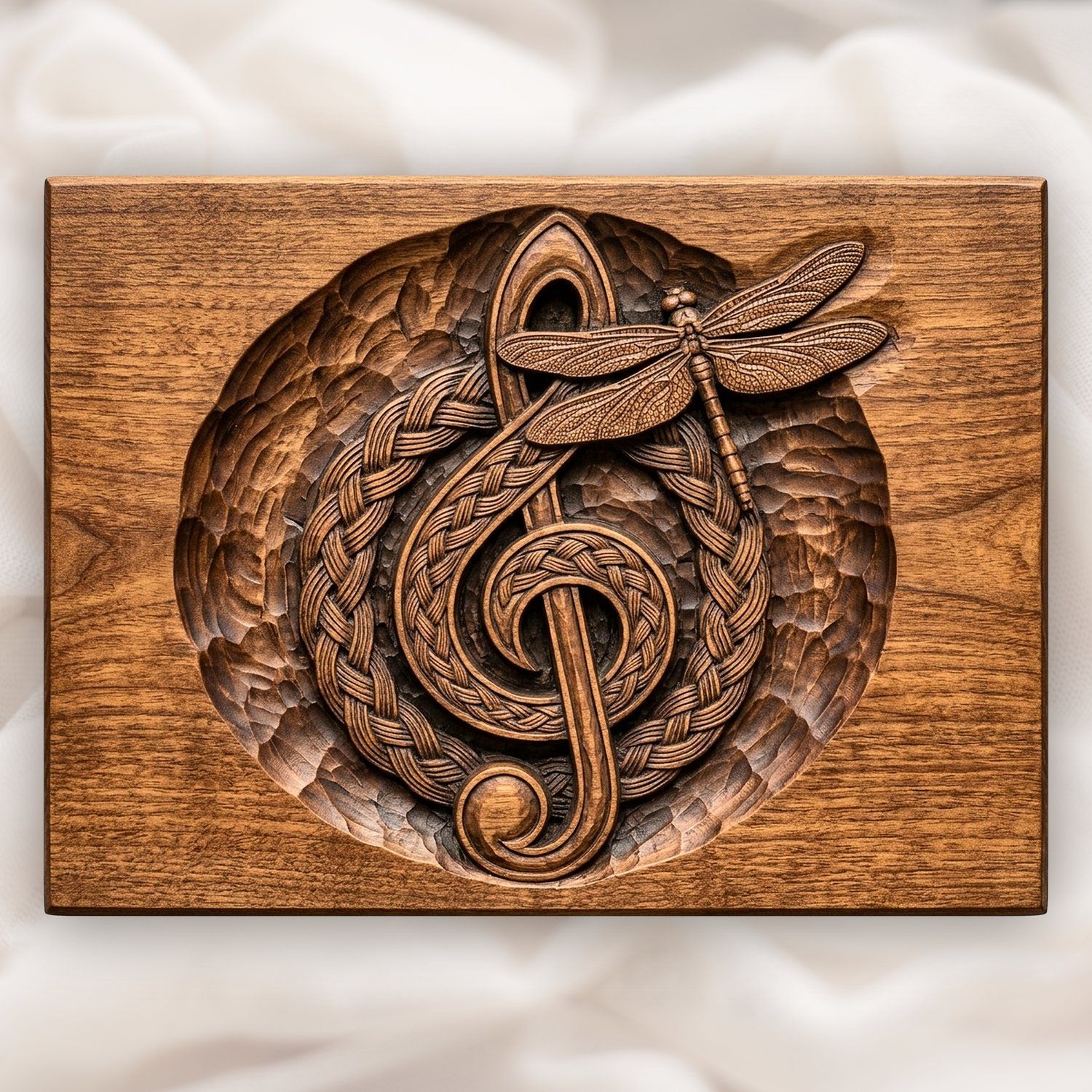 Celtic Braided Treble Clef Dragonfly CNC Relief STL bas-relief STL design