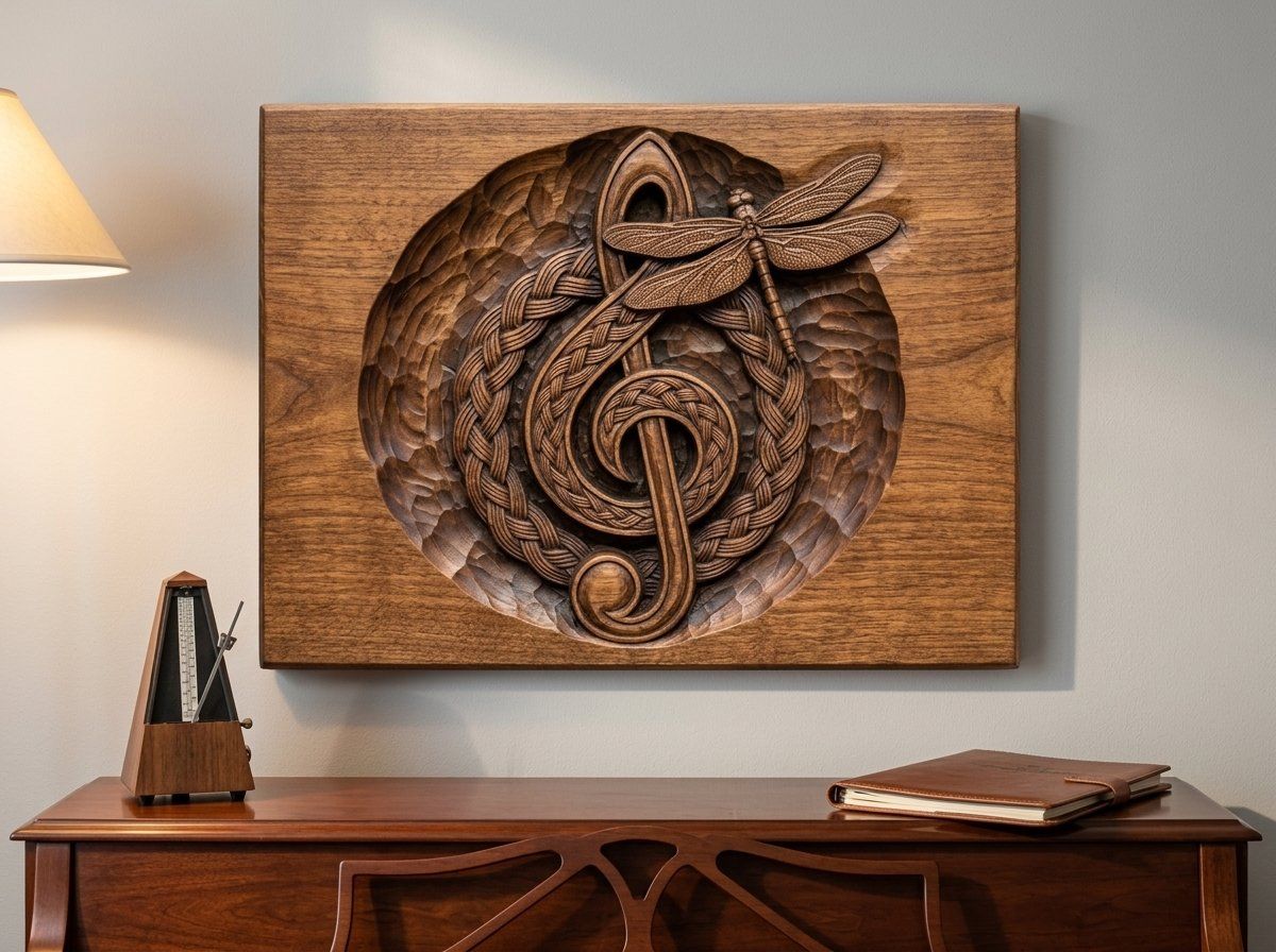 Celtic Braided Treble Clef Dragonfly CNC Relief STL bas-relief STL — view 13