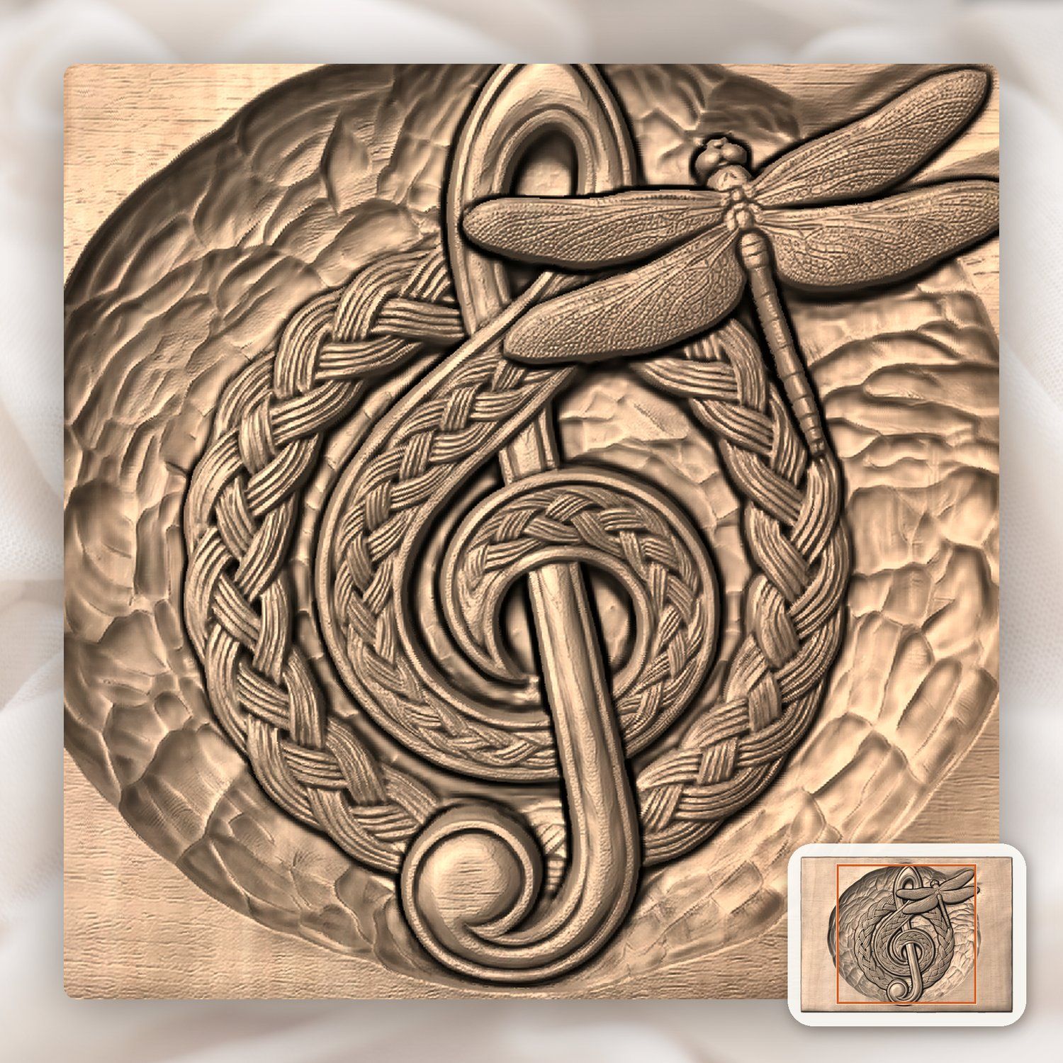 Celtic Braided Treble Clef Dragonfly CNC Relief STL bas-relief STL — view 7