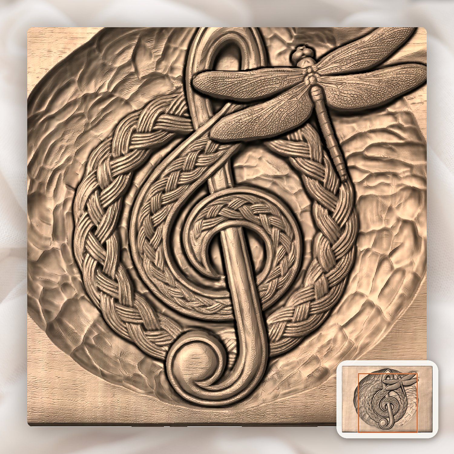 Celtic Braided Treble Clef Dragonfly CNC Relief STL bas-relief STL — view 9