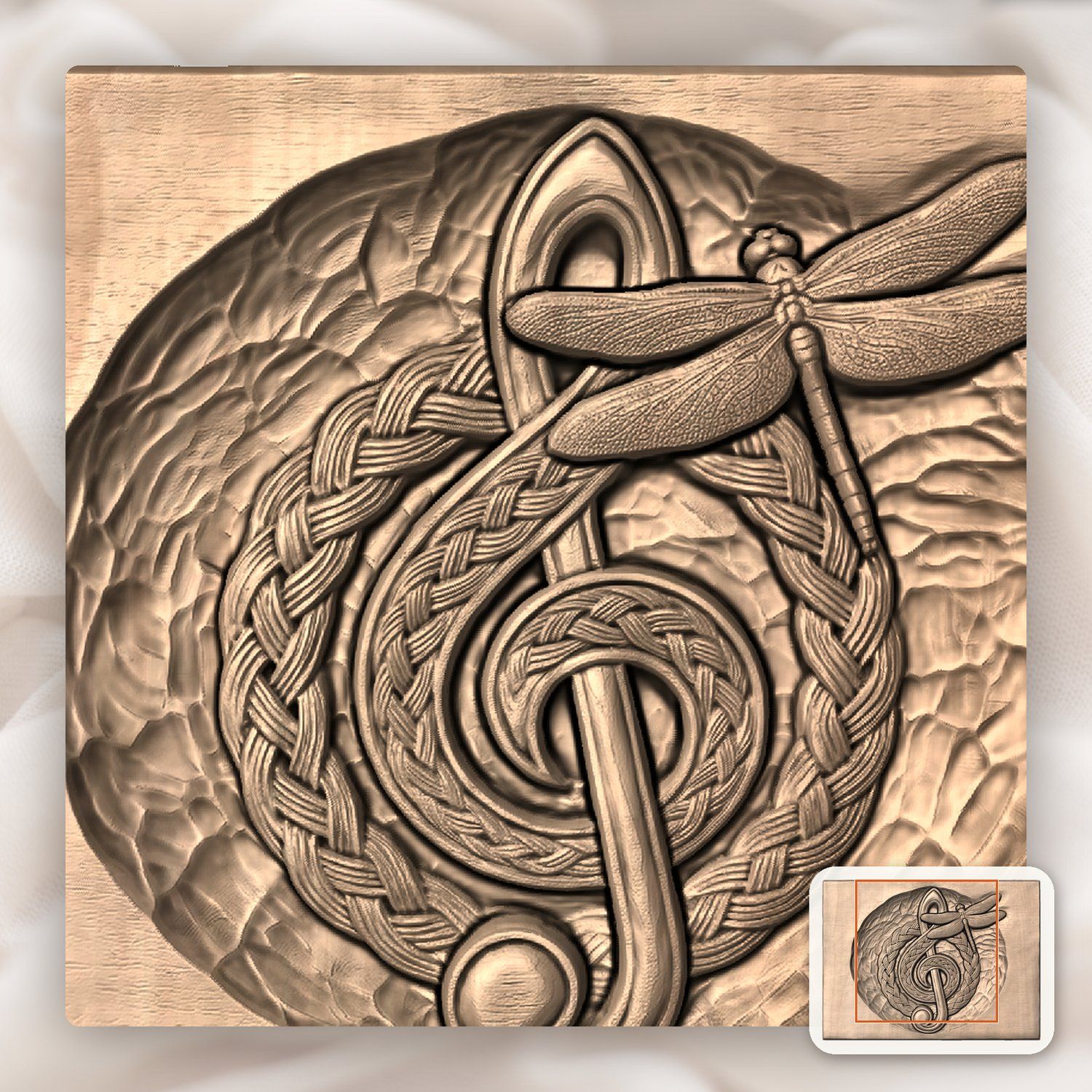 Celtic Braided Treble Clef Dragonfly CNC Relief STL bas-relief STL — view 10