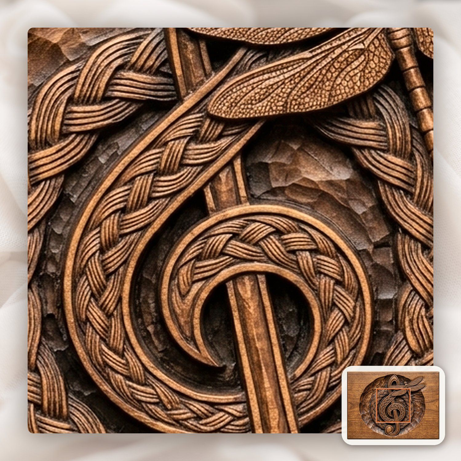 Celtic Braided Treble Clef Dragonfly CNC Relief STL bas-relief STL — view 11