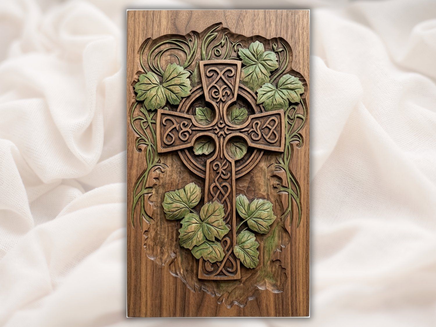 Celtic Cross Grapevine Panel CNC Relief STL bas-relief STL — view 3