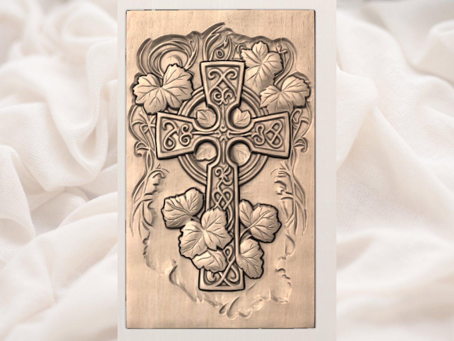 Celtic Cross Grapevine Panel CNC Relief STL bas-relief STL — view 4