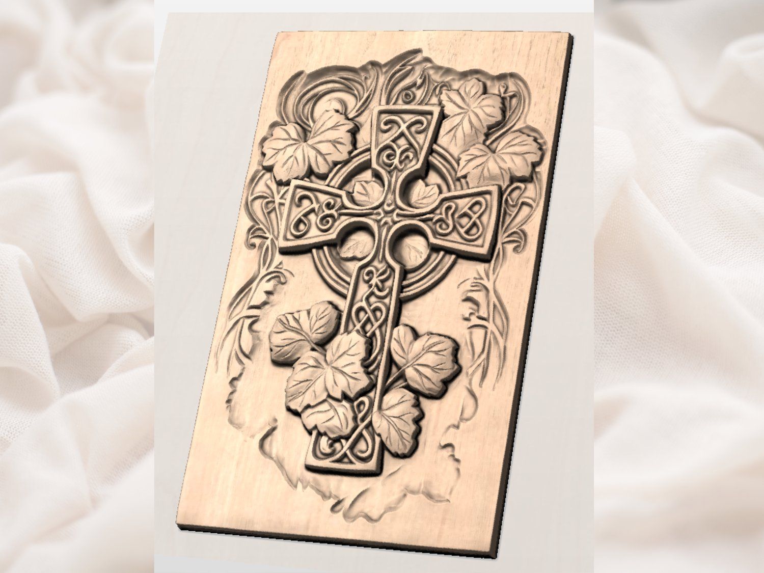 Celtic Cross Grapevine Panel CNC Relief STL bas-relief STL — view 5