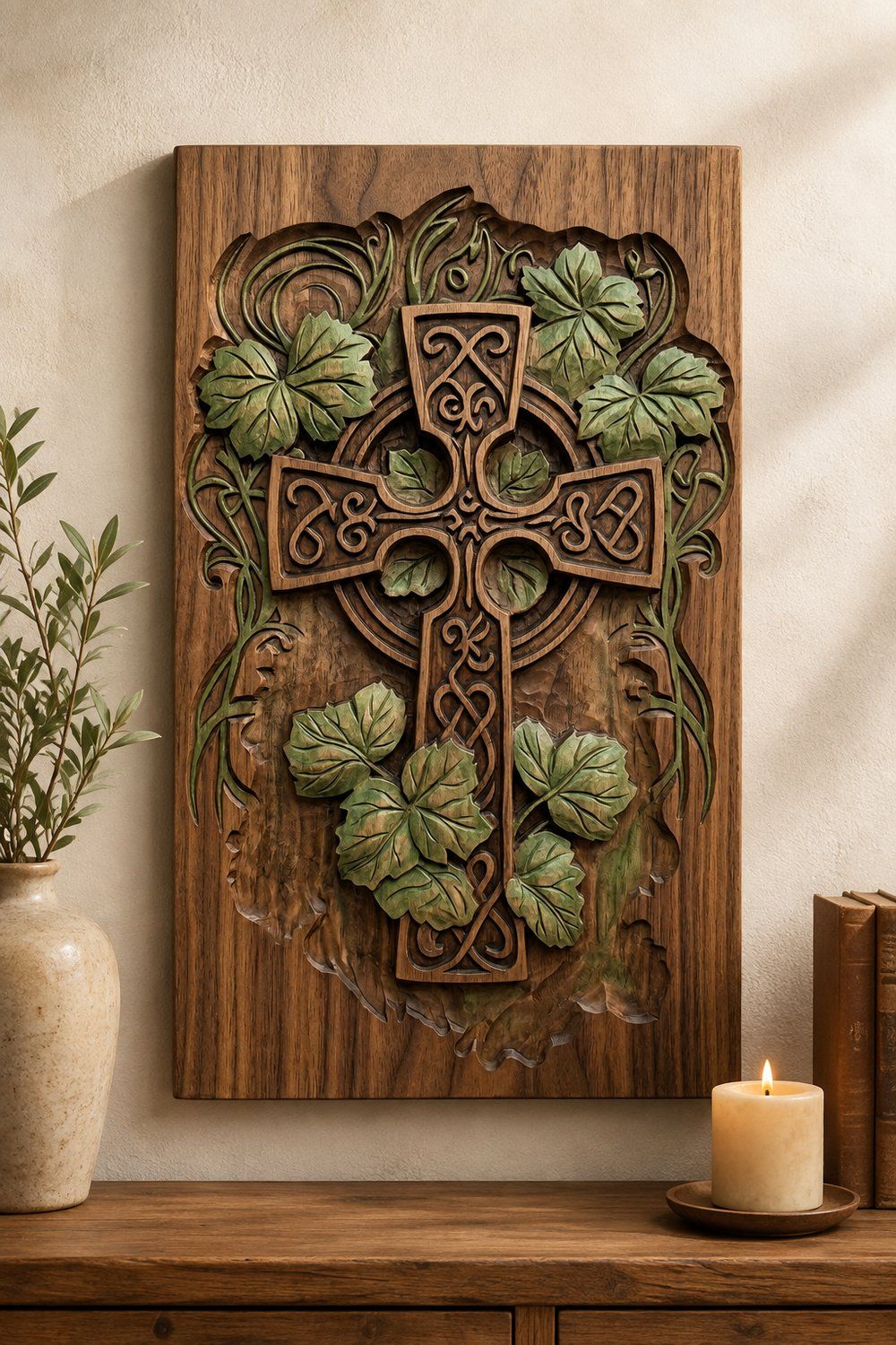 Celtic Cross Grapevine Panel CNC Relief STL bas-relief STL — view 7