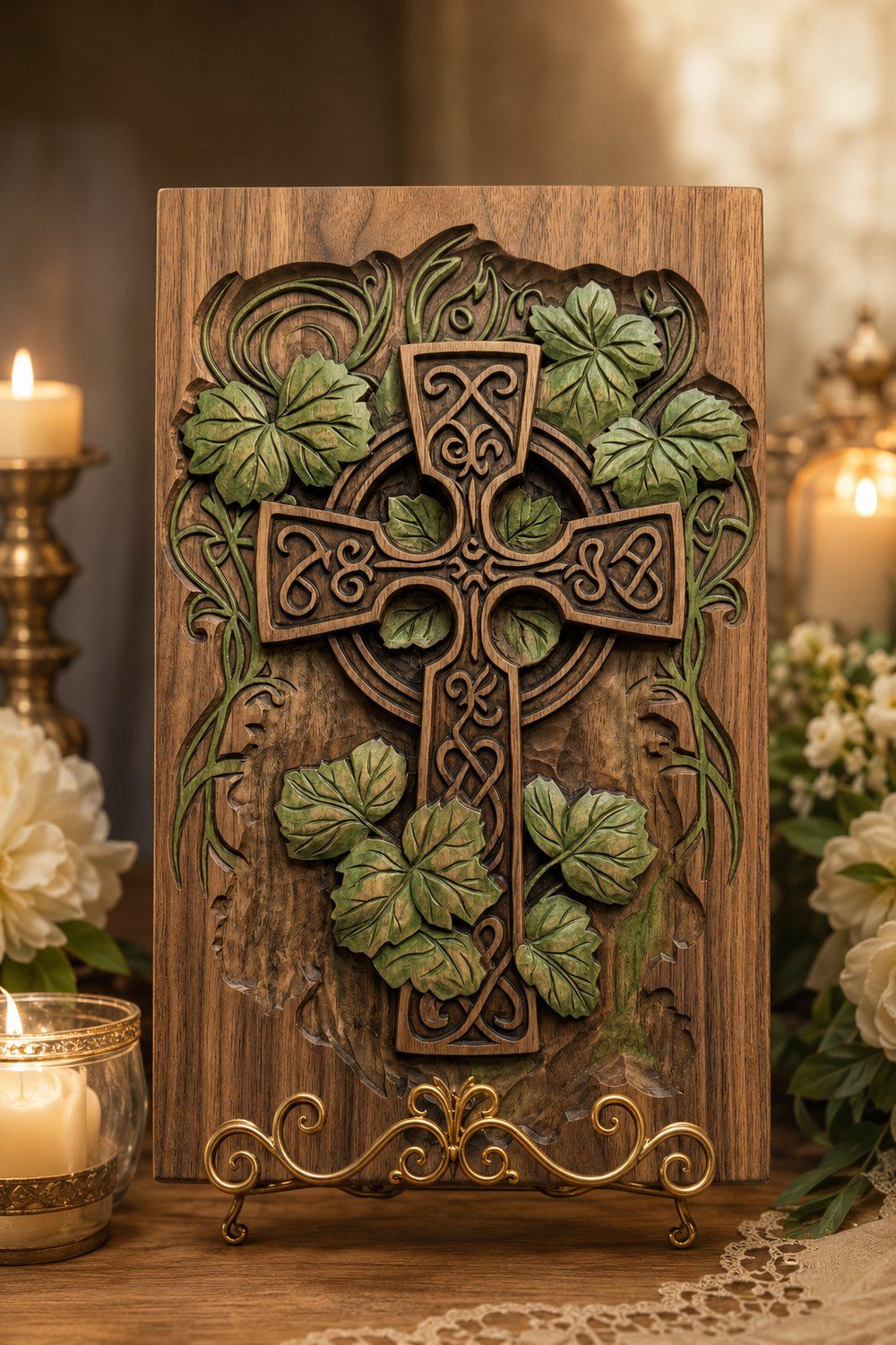 Celtic Cross Grapevine Panel CNC Relief STL bas-relief STL — view 8