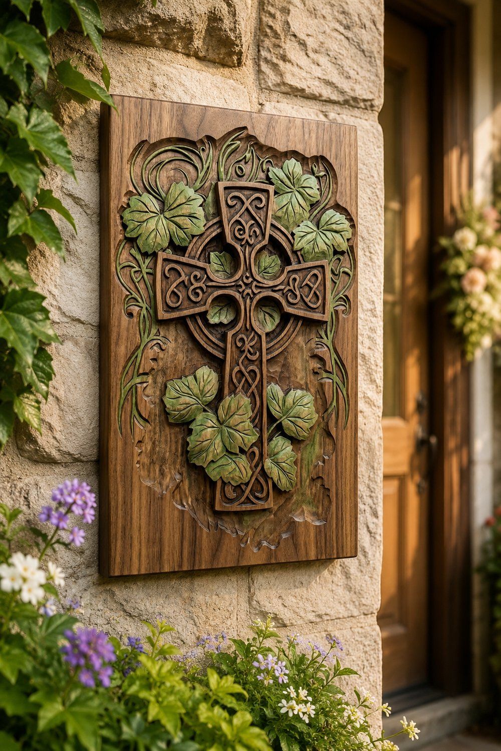 Celtic Cross Grapevine Panel CNC Relief STL bas-relief STL — view 9
