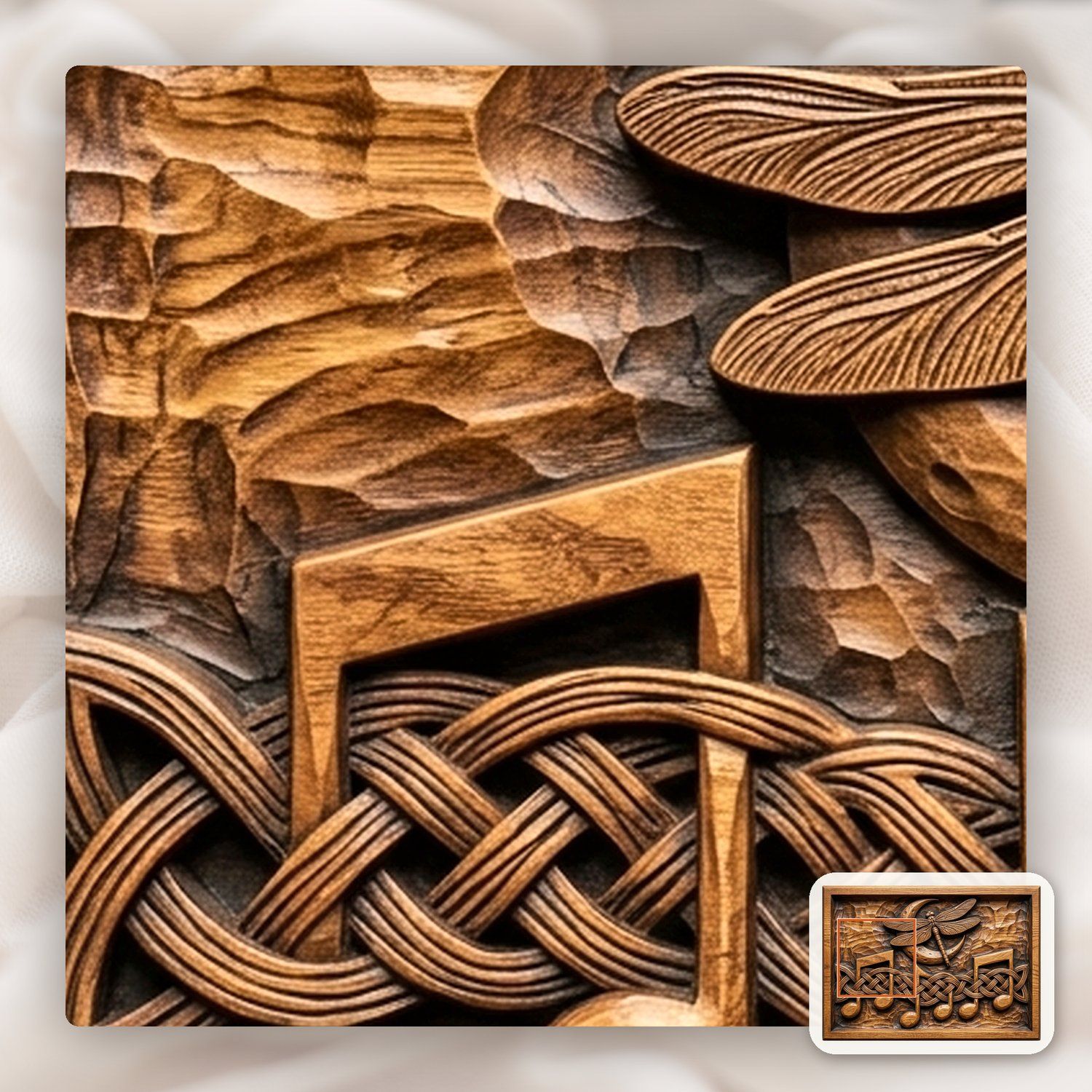 Celtic Dragonfly Moon Music Note CNC Relief STL bas-relief STL — view 12