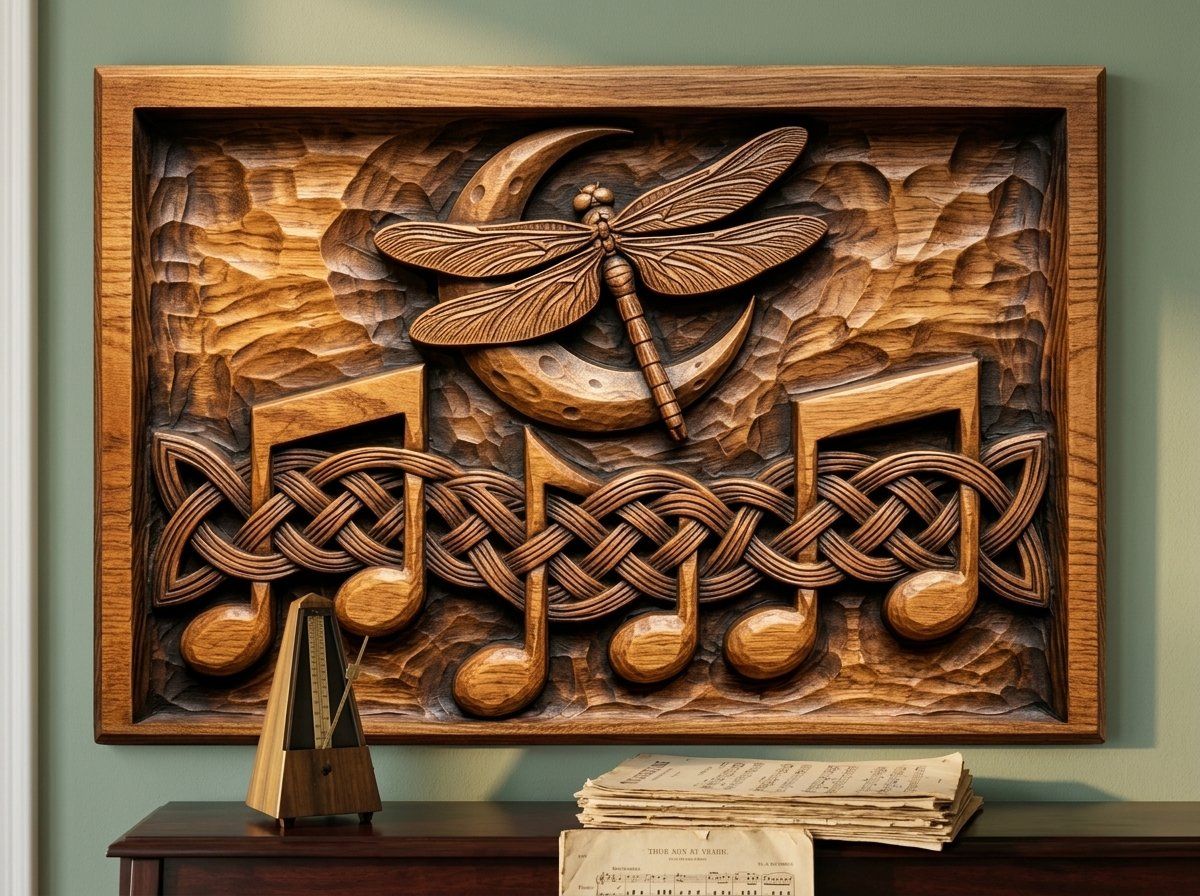 Celtic Dragonfly Moon Music Note CNC Relief STL bas-relief STL — view 13