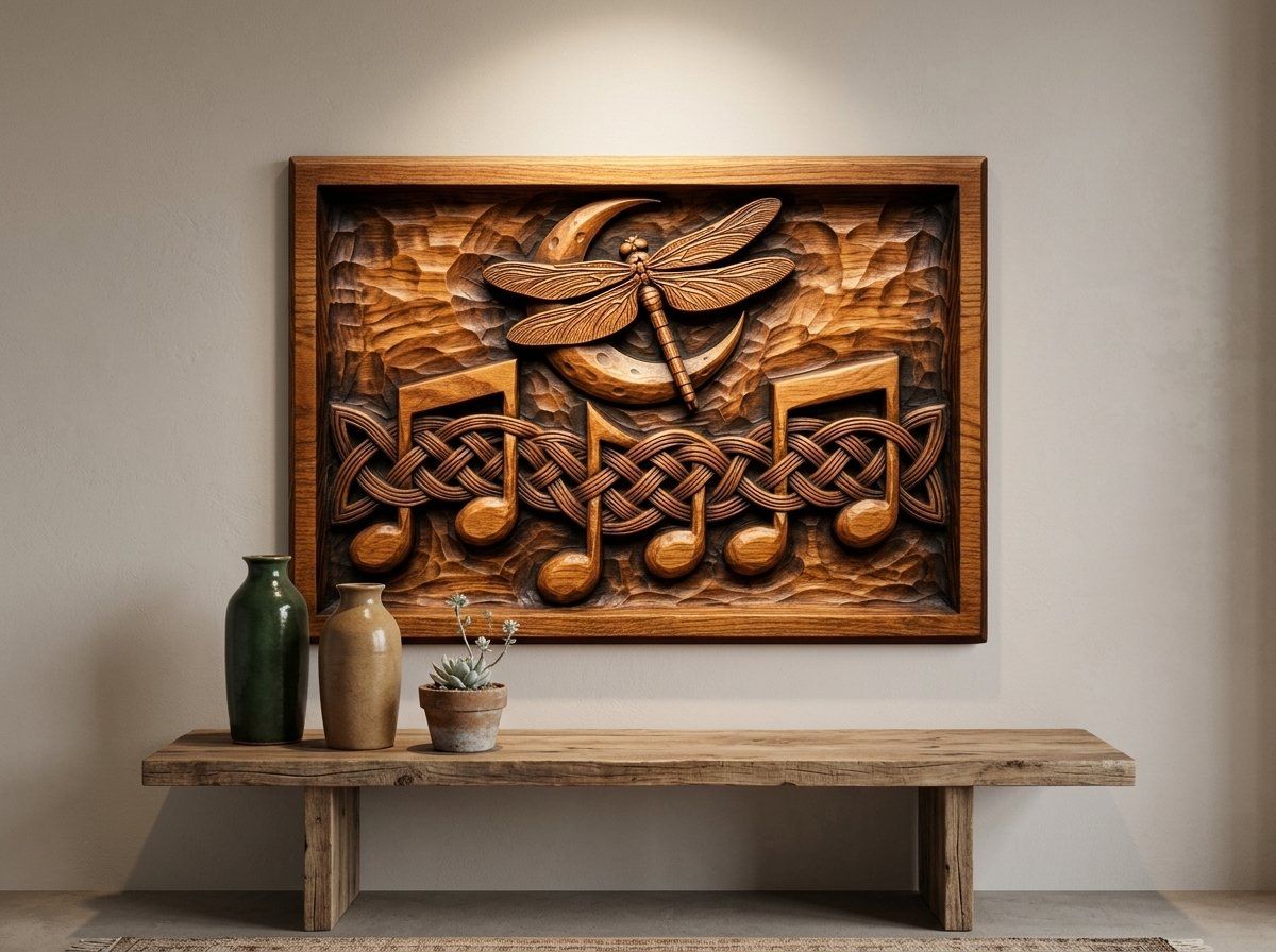 Celtic Dragonfly Moon Music Note CNC Relief STL bas-relief STL — view 14