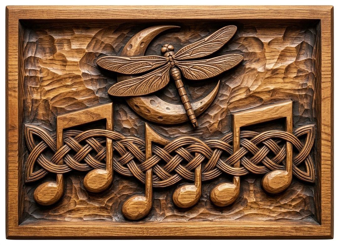 Celtic Dragonfly Moon Music Note CNC Relief STL bas-relief STL — view 4