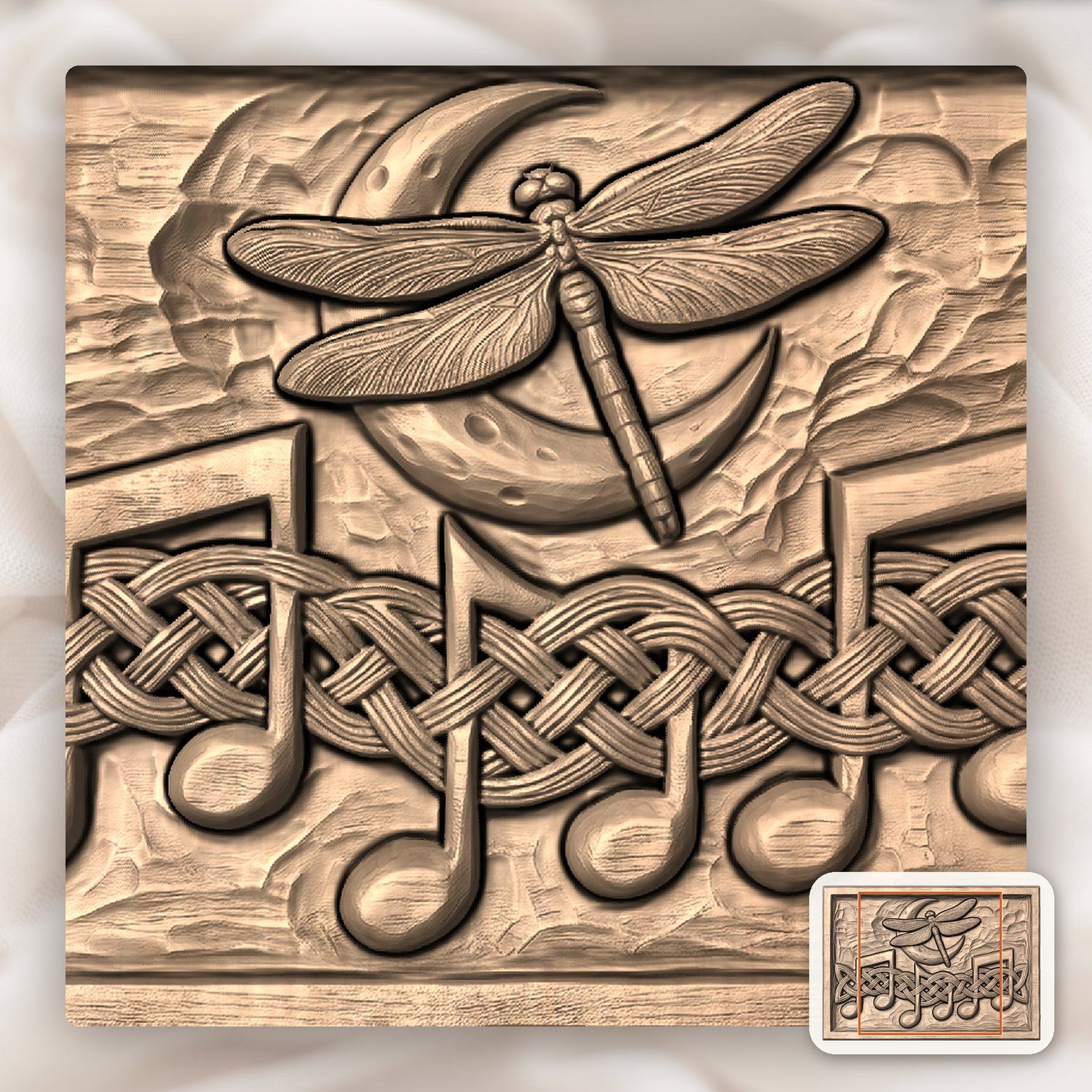 Celtic Dragonfly Moon Music Note CNC Relief STL bas-relief STL — view 7