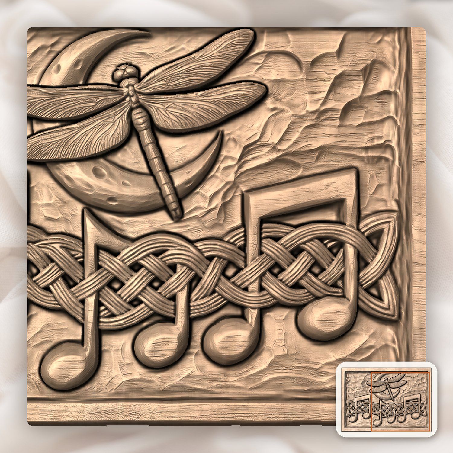 Celtic Dragonfly Moon Music Note CNC Relief STL bas-relief STL — view 8