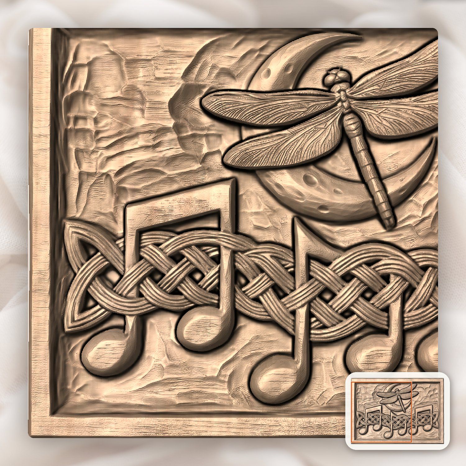 Celtic Dragonfly Moon Music Note CNC Relief STL bas-relief STL — view 9