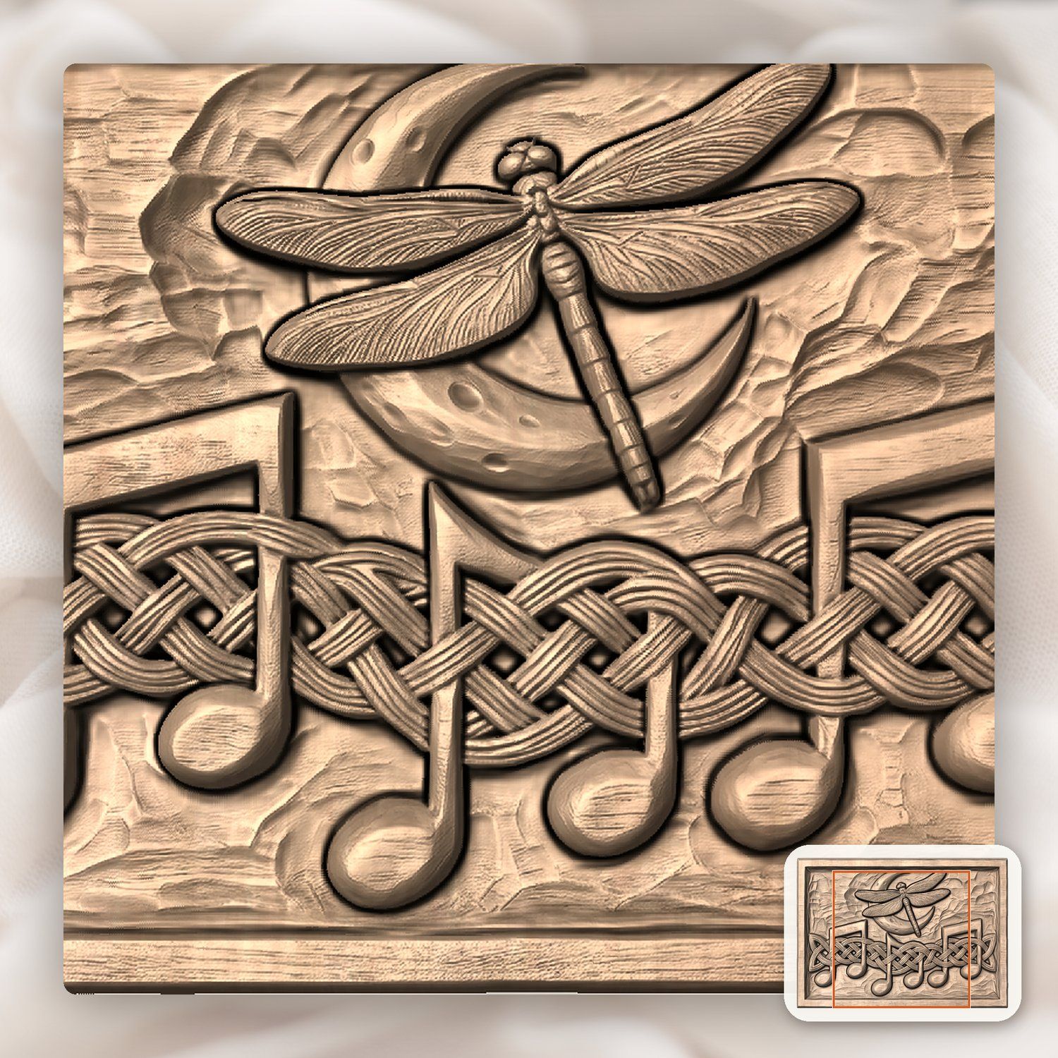 Celtic Dragonfly Moon Music Note CNC Relief STL bas-relief STL — view 10