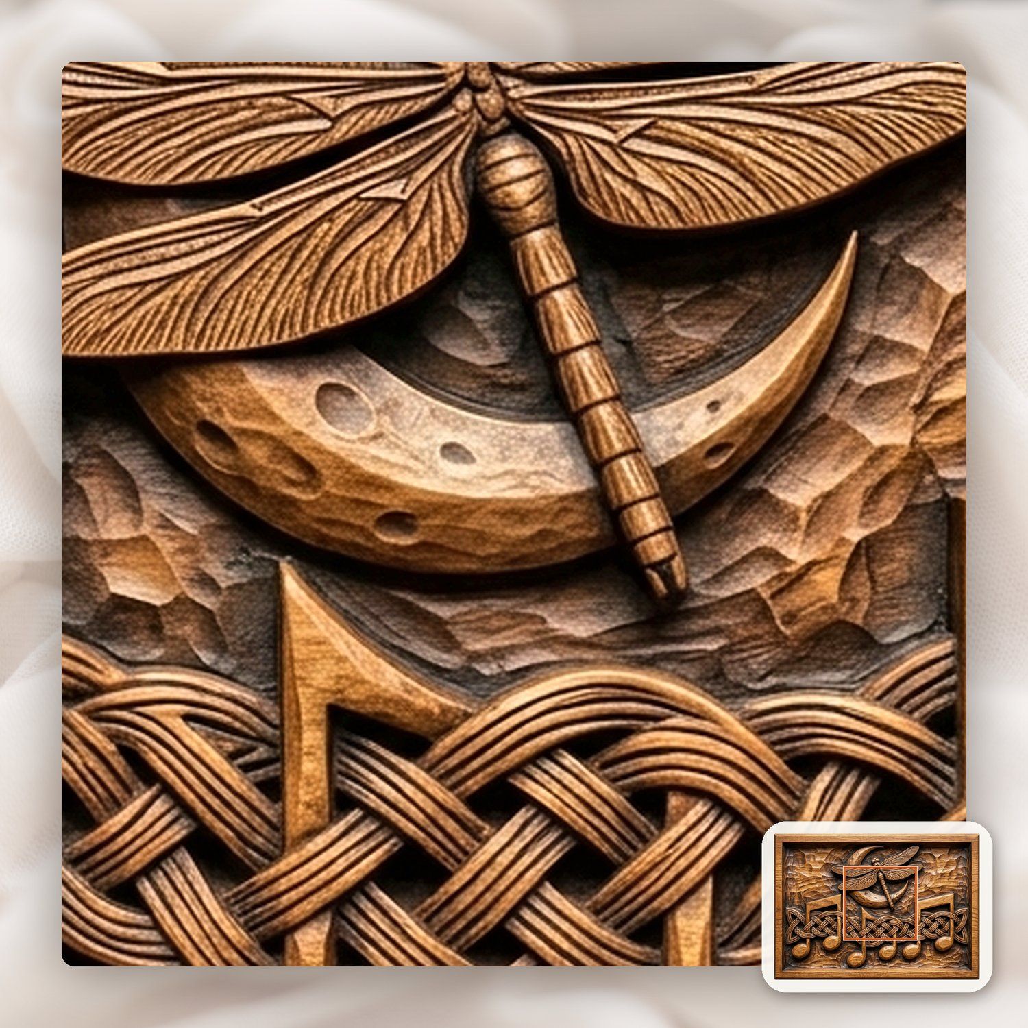Celtic Dragonfly Moon Music Note CNC Relief STL bas-relief STL — view 11