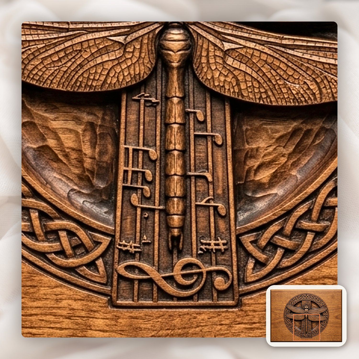 Celtic Dragonfly Music Staff CNC Relief STL bas-relief STL — view 12