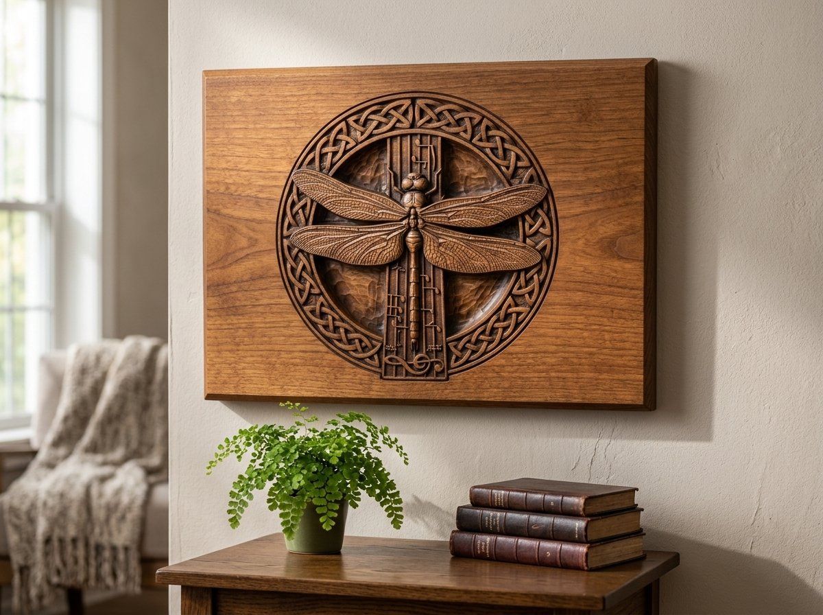 Celtic Dragonfly Music Staff CNC Relief STL bas-relief STL — view 13