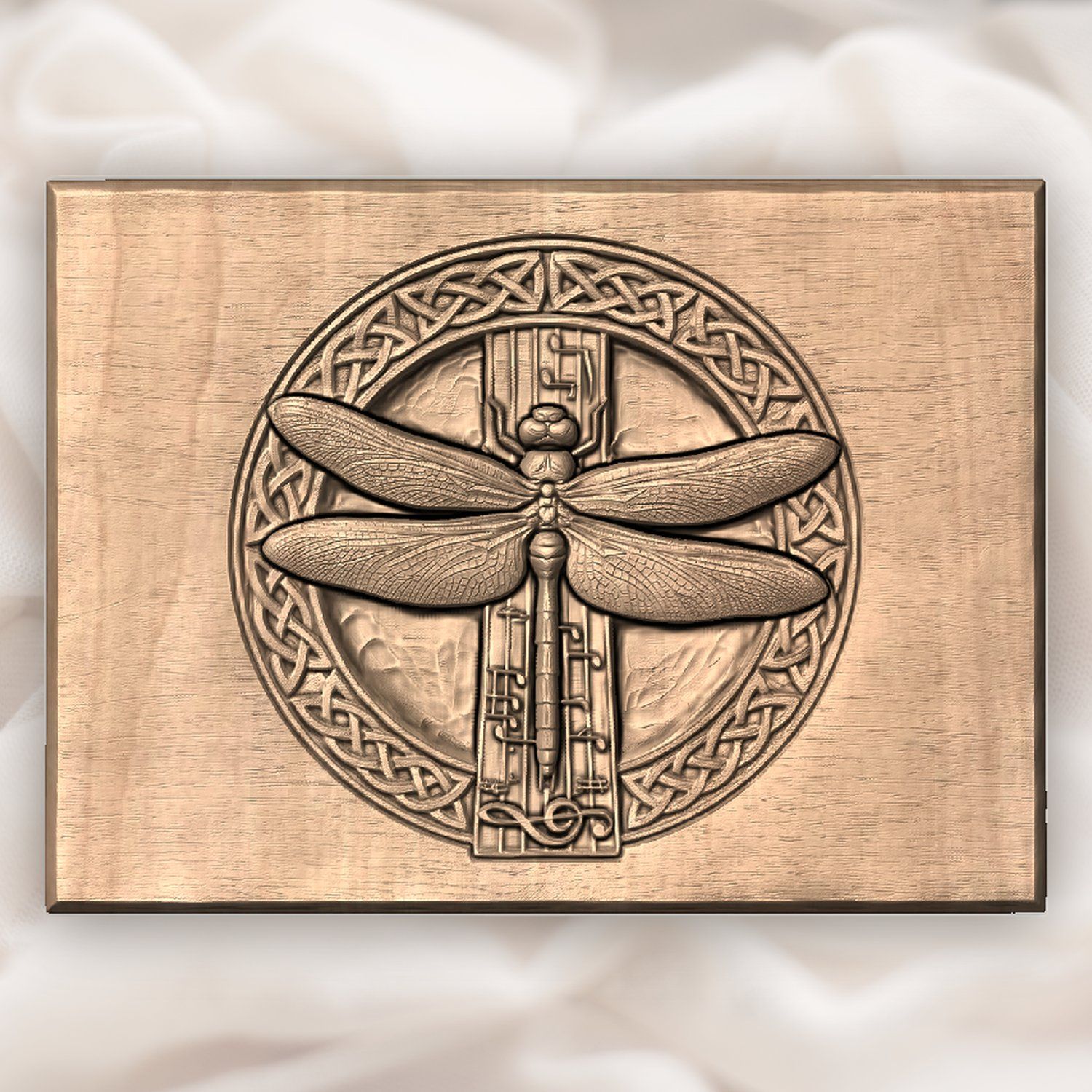 Celtic Dragonfly Music Staff CNC Relief STL bas-relief STL — view 5