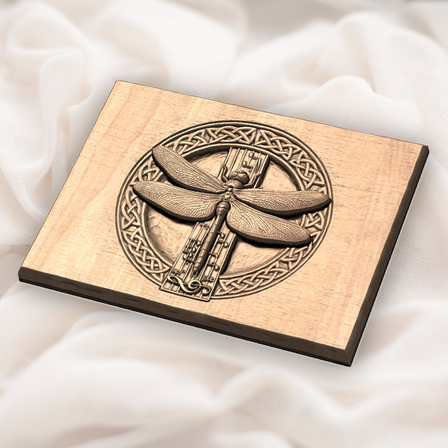 Celtic Dragonfly Music Staff CNC Relief STL bas-relief STL — view 6