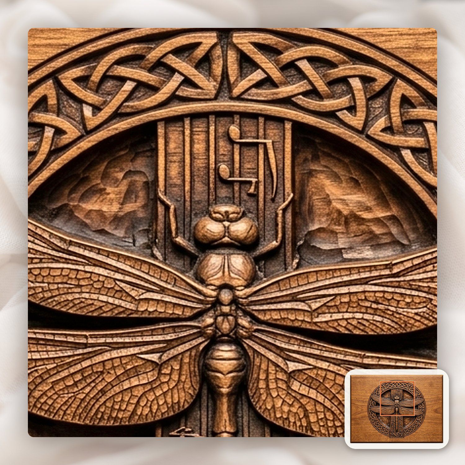 Celtic Dragonfly Music Staff CNC Relief STL bas-relief STL — view 11