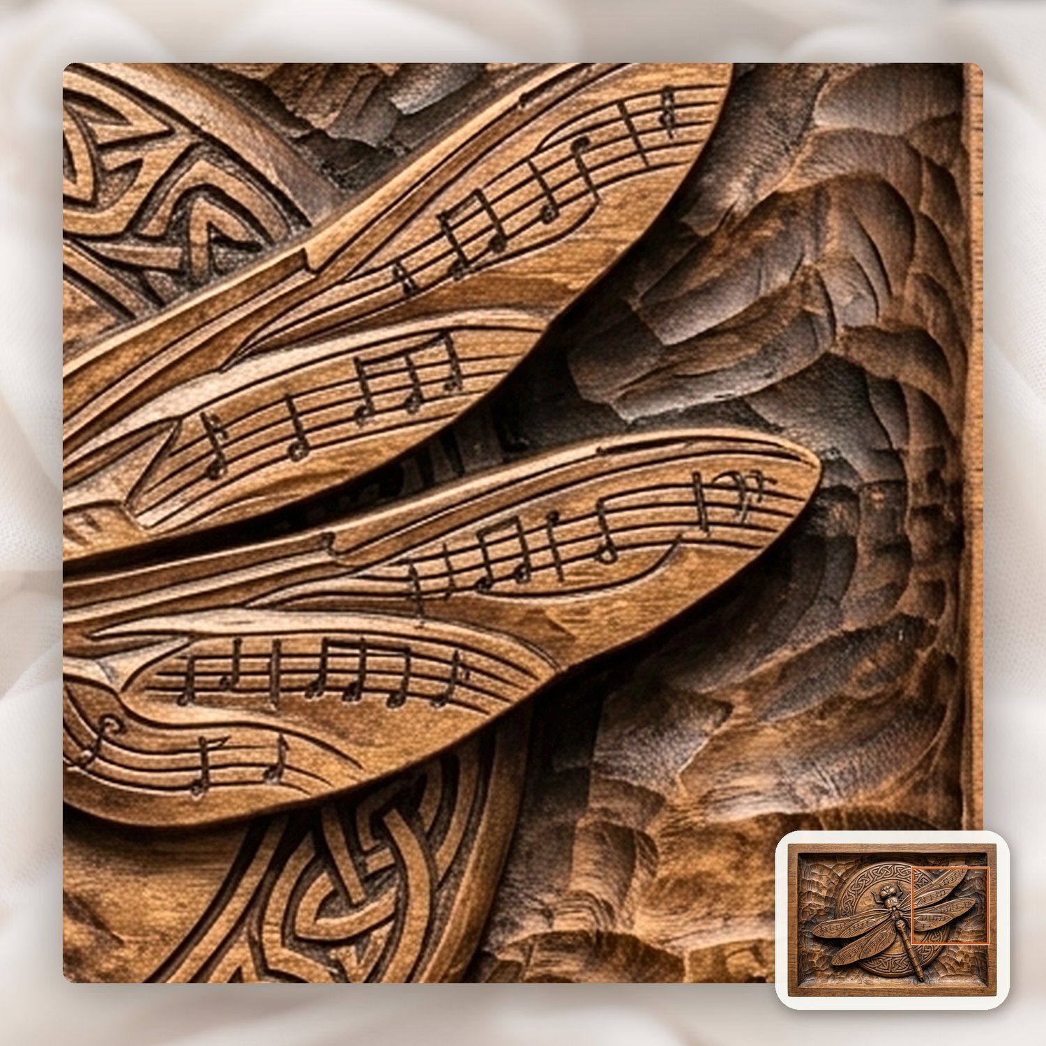 Celtic Dragonfly Musical Wing CNC Relief STL bas-relief STL — view 11