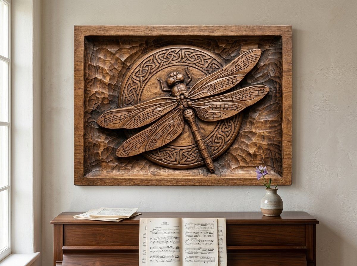 Celtic Dragonfly Musical Wing CNC Relief STL bas-relief STL — view 13