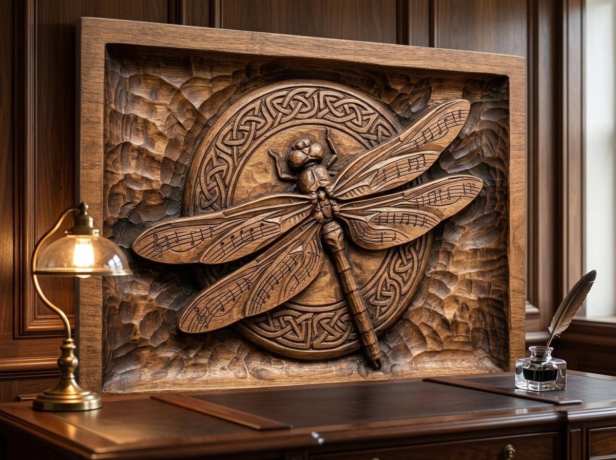 Celtic Dragonfly Musical Wing CNC Relief STL bas-relief STL — view 14