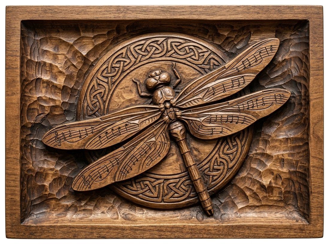 Celtic Dragonfly Musical Wing CNC Relief STL bas-relief STL — view 3