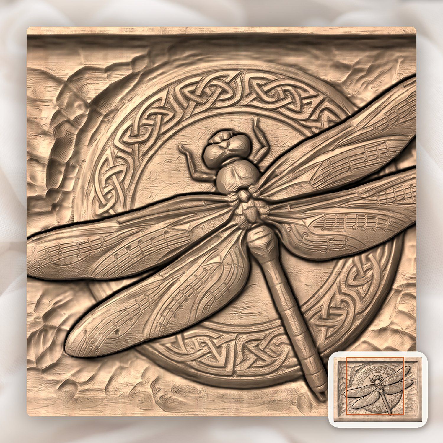 Celtic Dragonfly Musical Wing CNC Relief STL bas-relief STL — view 6