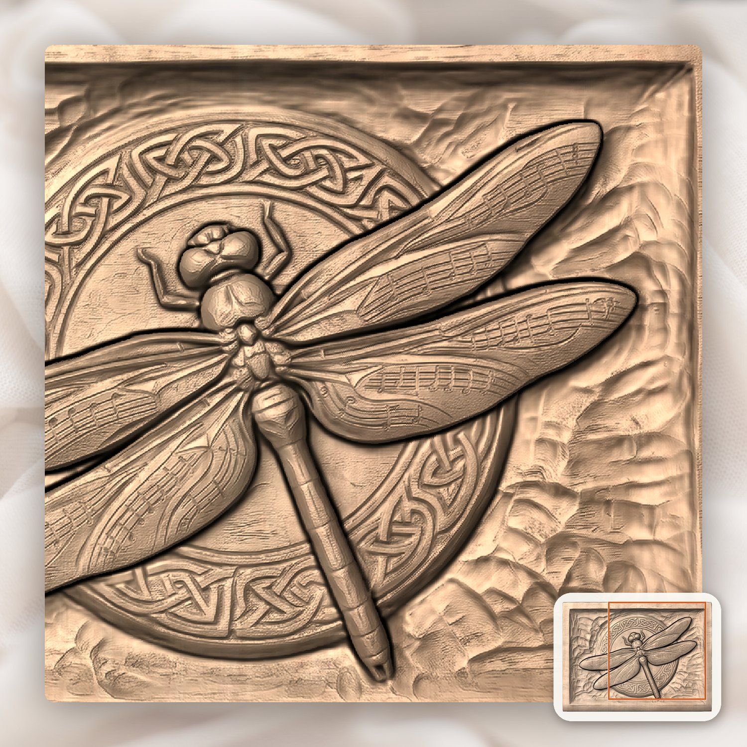 Celtic Dragonfly Musical Wing CNC Relief STL bas-relief STL — view 7
