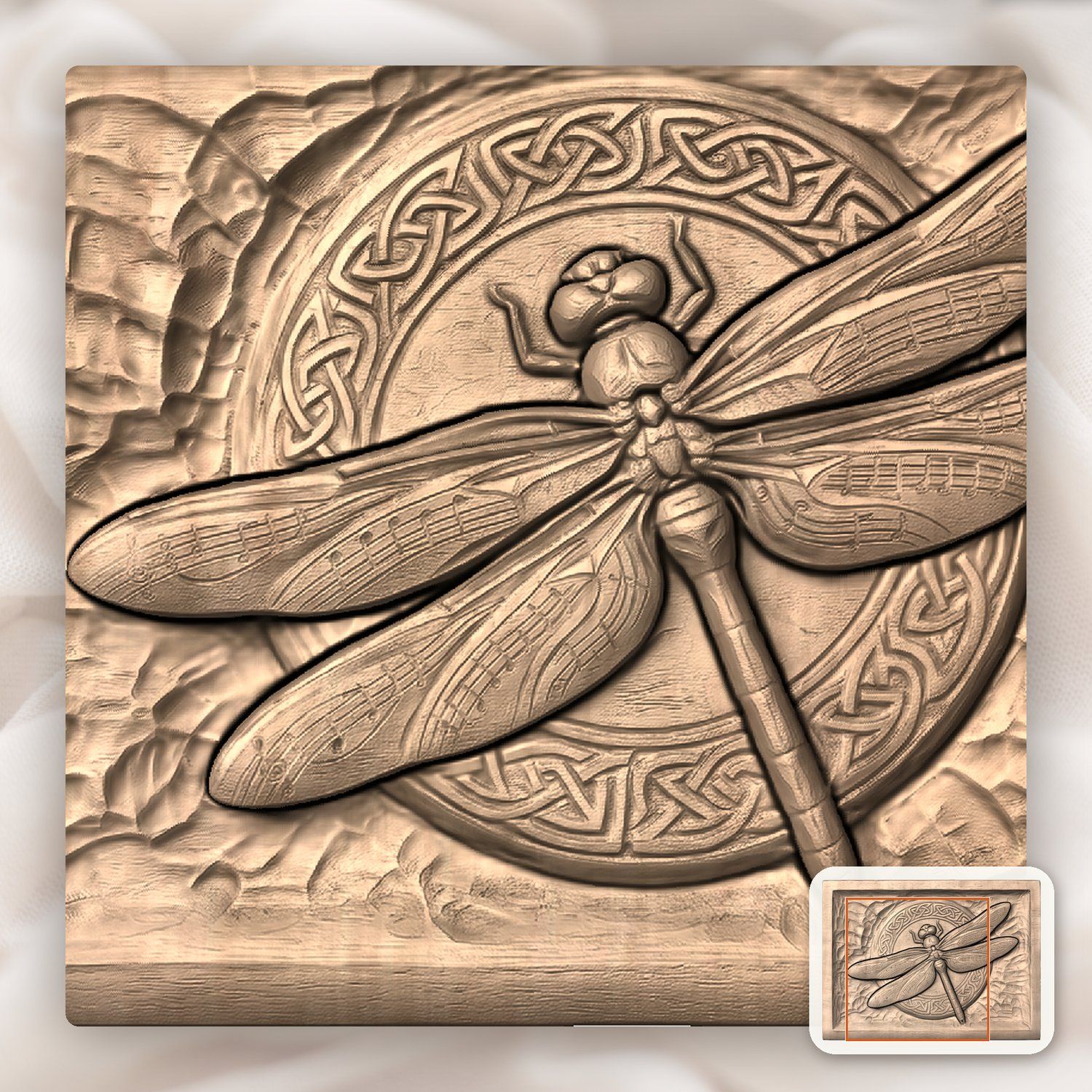 Celtic Dragonfly Musical Wing CNC Relief STL bas-relief STL — view 8