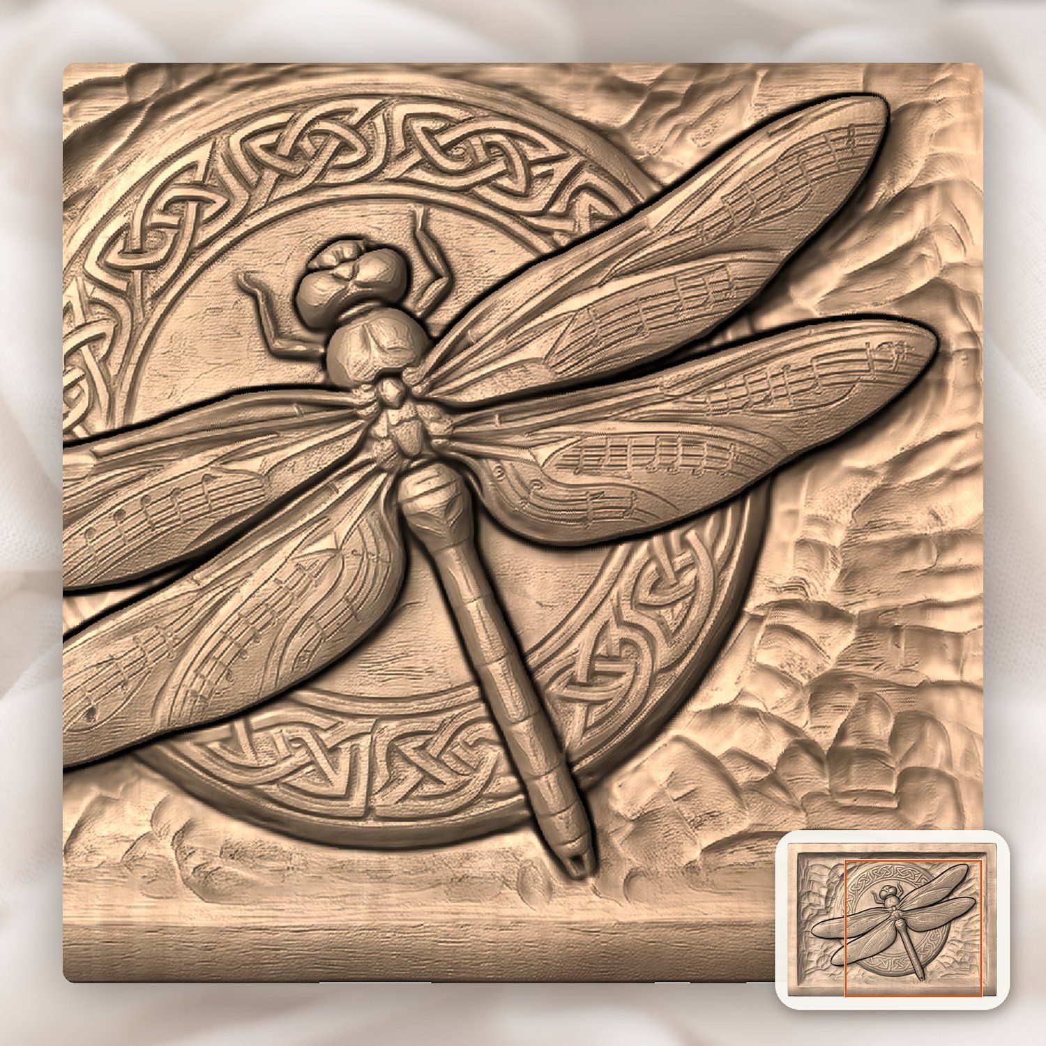 Celtic Dragonfly Musical Wing CNC Relief STL bas-relief STL — view 9