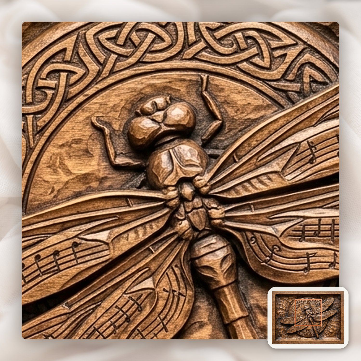 Celtic Dragonfly Musical Wing CNC Relief STL bas-relief STL — view 10
