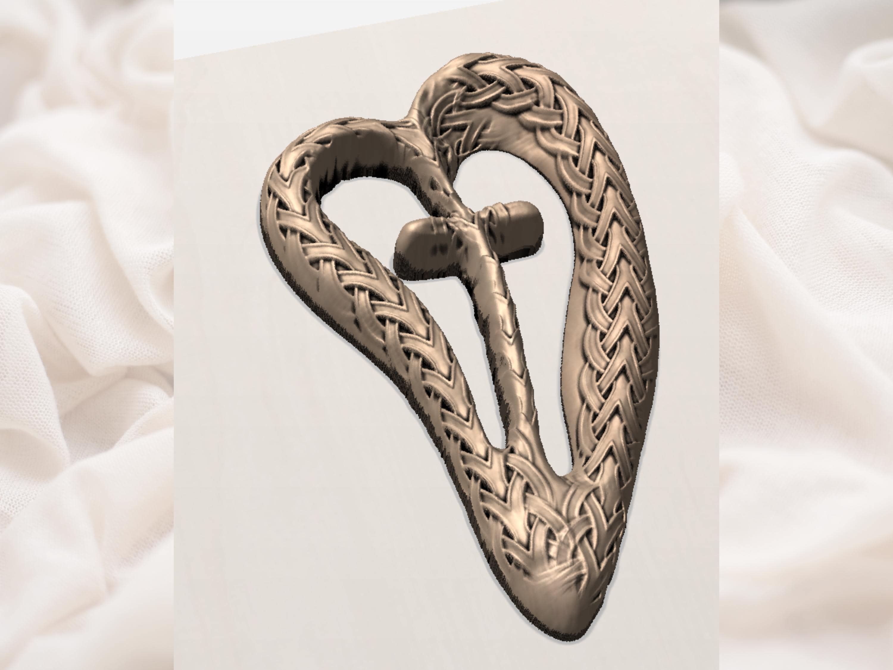 Celtic Knot Heart Cross Relief, Braided Faith Wall Carving bas-relief STL — view 3