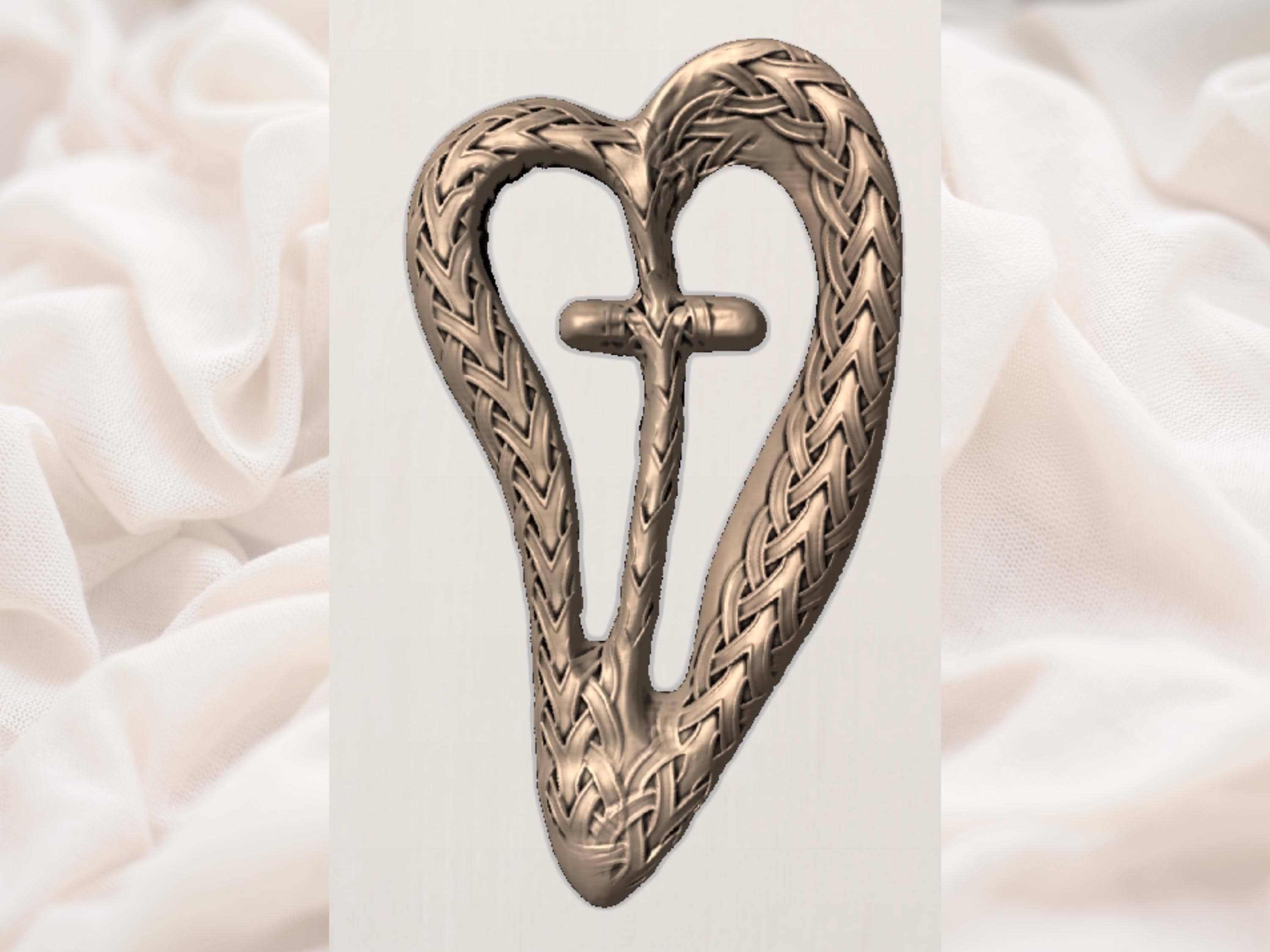 Celtic Knot Heart Cross Relief, Braided Faith Wall Carving bas-relief STL — view 7