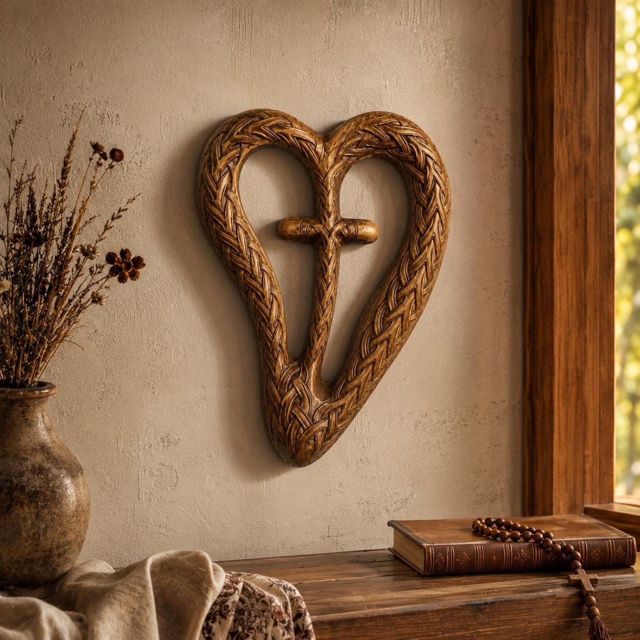 Celtic Knot Heart Cross Relief, Braided Faith Wall Carving bas-relief STL — view 9