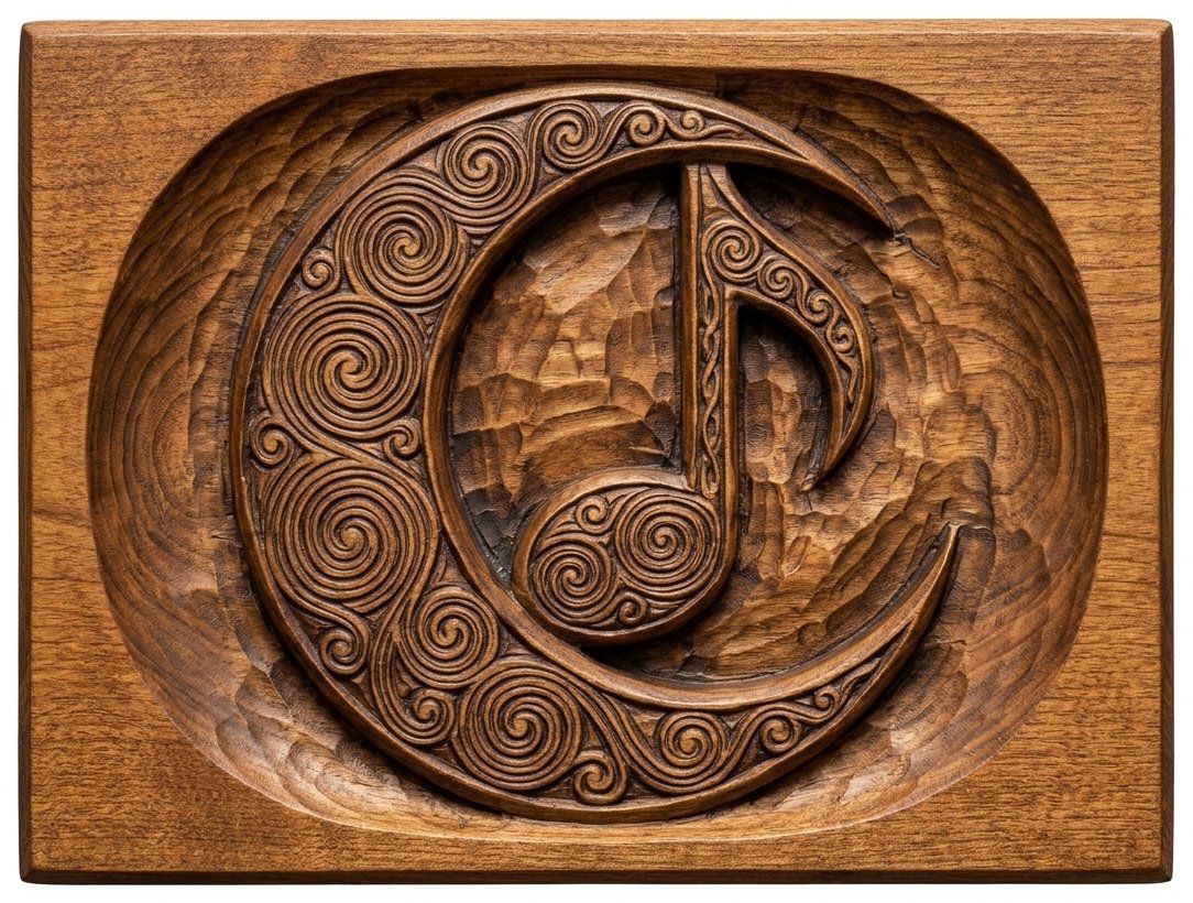 Celtic Moon Music Note CNC Relief STL bas-relief STL — view 4