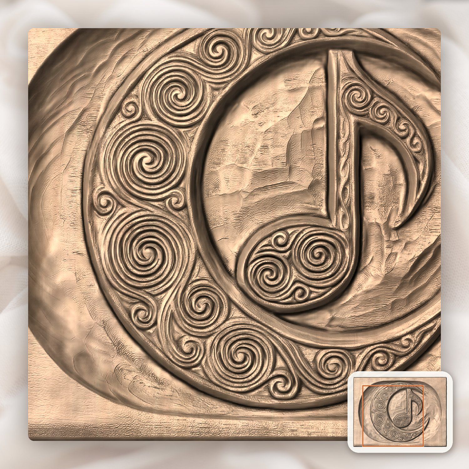 Celtic Moon Music Note CNC Relief STL bas-relief STL — view 7
